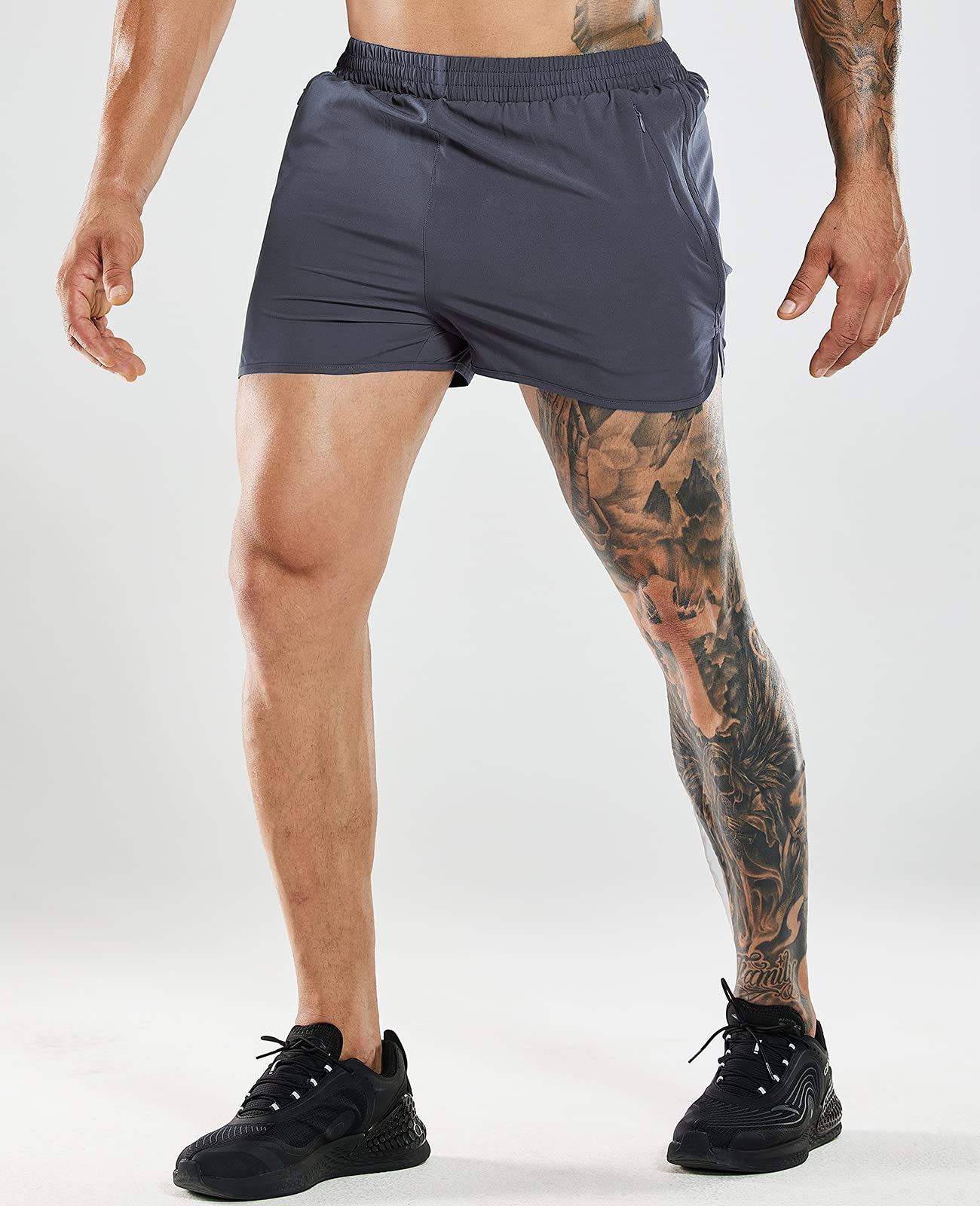 MIER Men's 3 Inch Quick Dry Running Shorts - Lightweight Water Resistant Athletic Workout Lined Shorts with Mesh Liner for Gym, Jogging & Outdoor Sports