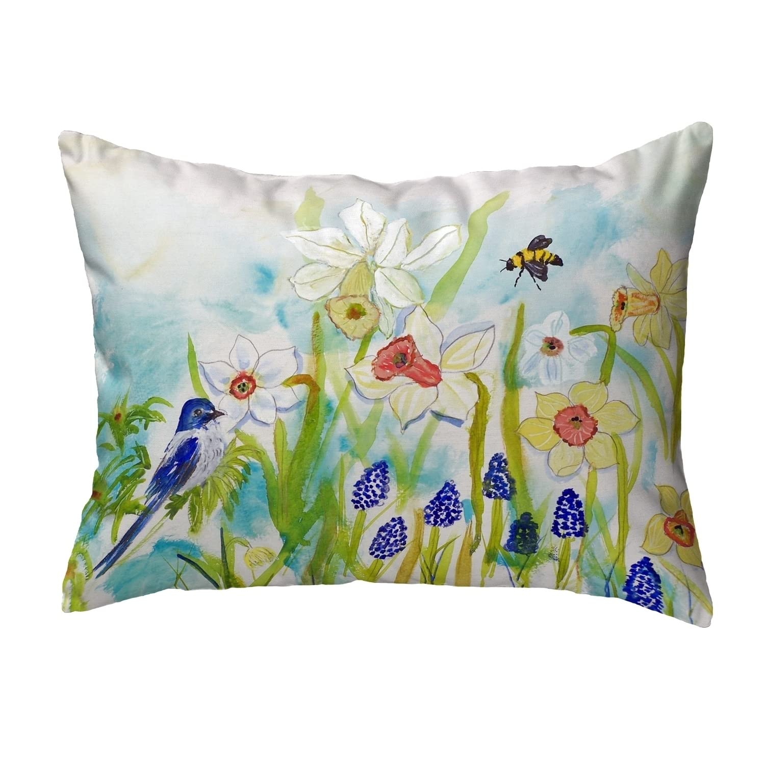 Betsy Drake KS167 Decorative Throw Pillow 12x12 Inches - Soft Multi-Color Square Cushion for Sofa, Bed, Living Room & Home Decor