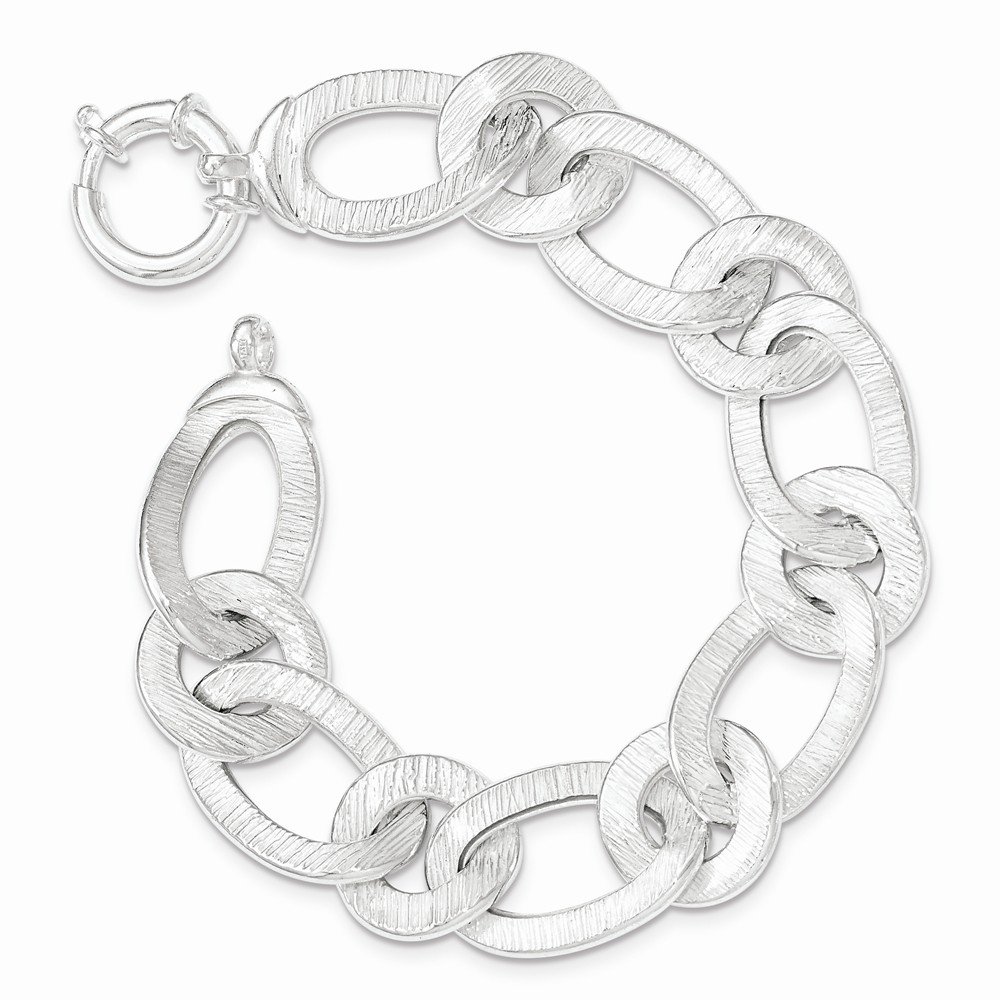 Elegant Sterling Silver Polished & Textured Link Bracelet for Women | Durable 925 Silver Jewelry | Perfect for Everyday Wear, Gifts & Special Occasions