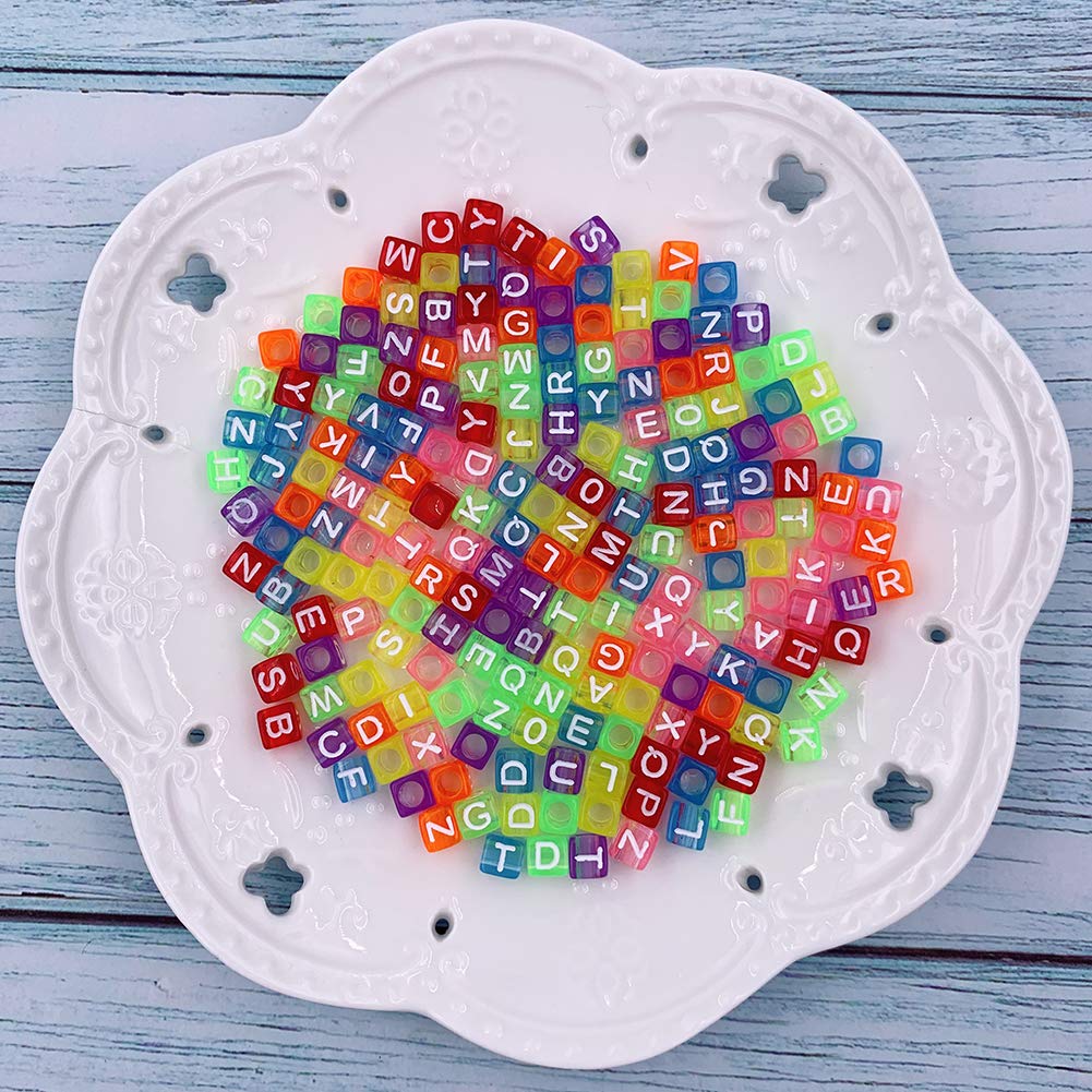 1000 Pcs Acrylic Letter Beads & Number Beads for Jewelry Making - Large Hole Alphabet Beads with Elastic String - DIY Bracelets, Necklaces, Keychains & Friendship Gifts
