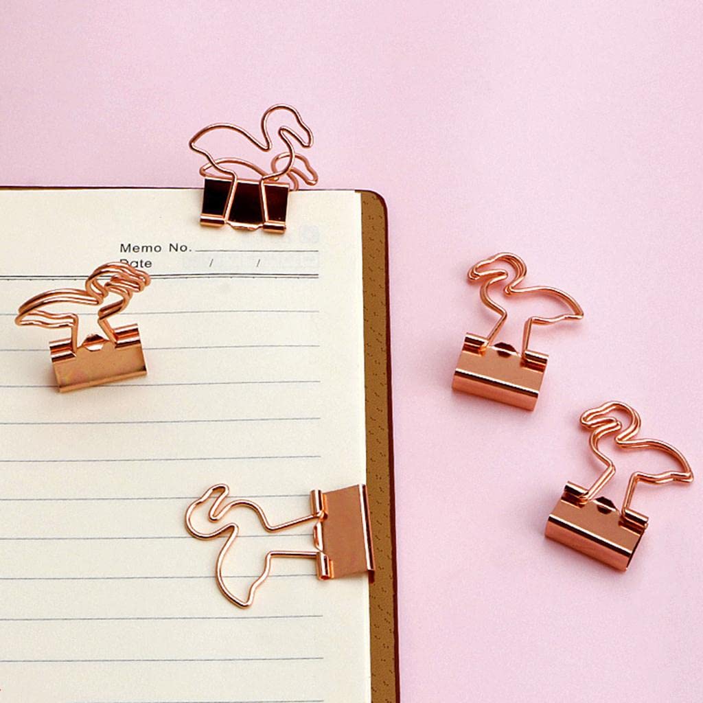 30 Pack Cute Flamingo Metal Foldback Binder Clips - Colorful Stationery Paper Clamps for Office, School, Home & Kitchen Organization - Perfect for Document Filing, Recipe Cards & Bulletin Boards