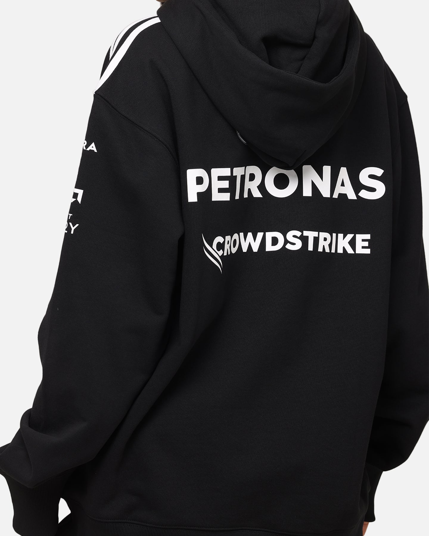 Adidas x Mercedes AMG Petronas Formula One F1 2025 Team Hoodie - Black & White - Men's Sports Pullover for Racing Fans & Casual Wear
