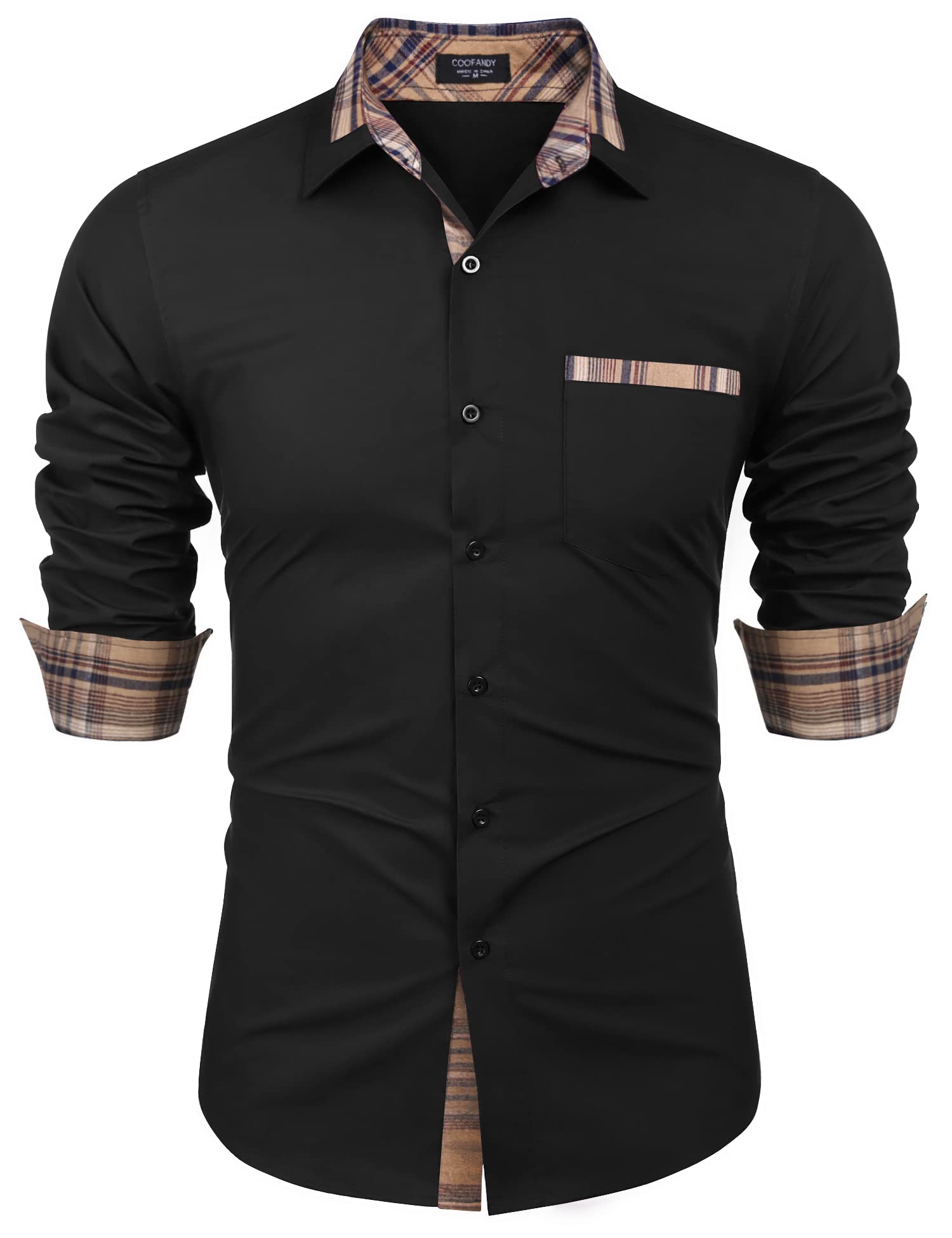 COOFANDY Men's Long Sleeve Plaid Dress Shirt - Casual Button Down Oxford Shirt for Business, Office & Formal Wear | Perfect for Work, Weddings & Special Occasions