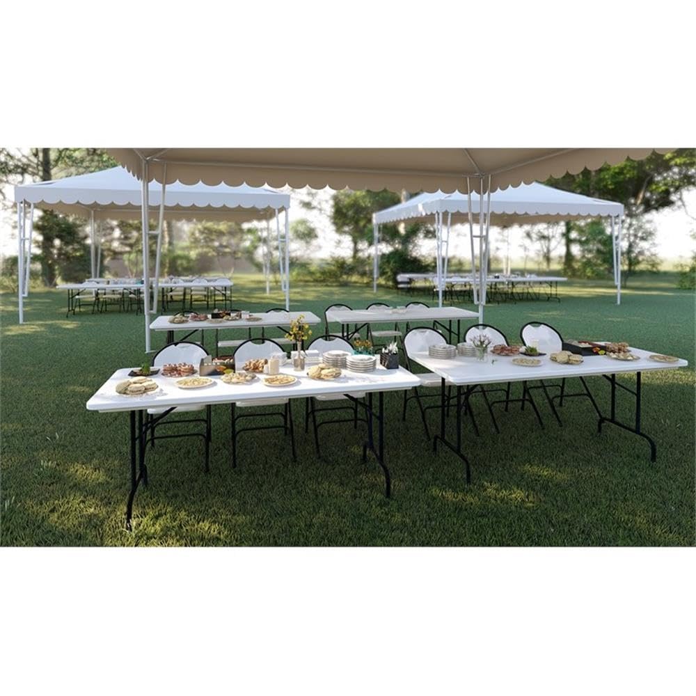 Correll 60x60 Inch Heavy Duty Folding Table - Gray Granite Blow Molded Plastic for Indoor Outdoor Use - Perfect for Parties, Events, Picnics & Camping