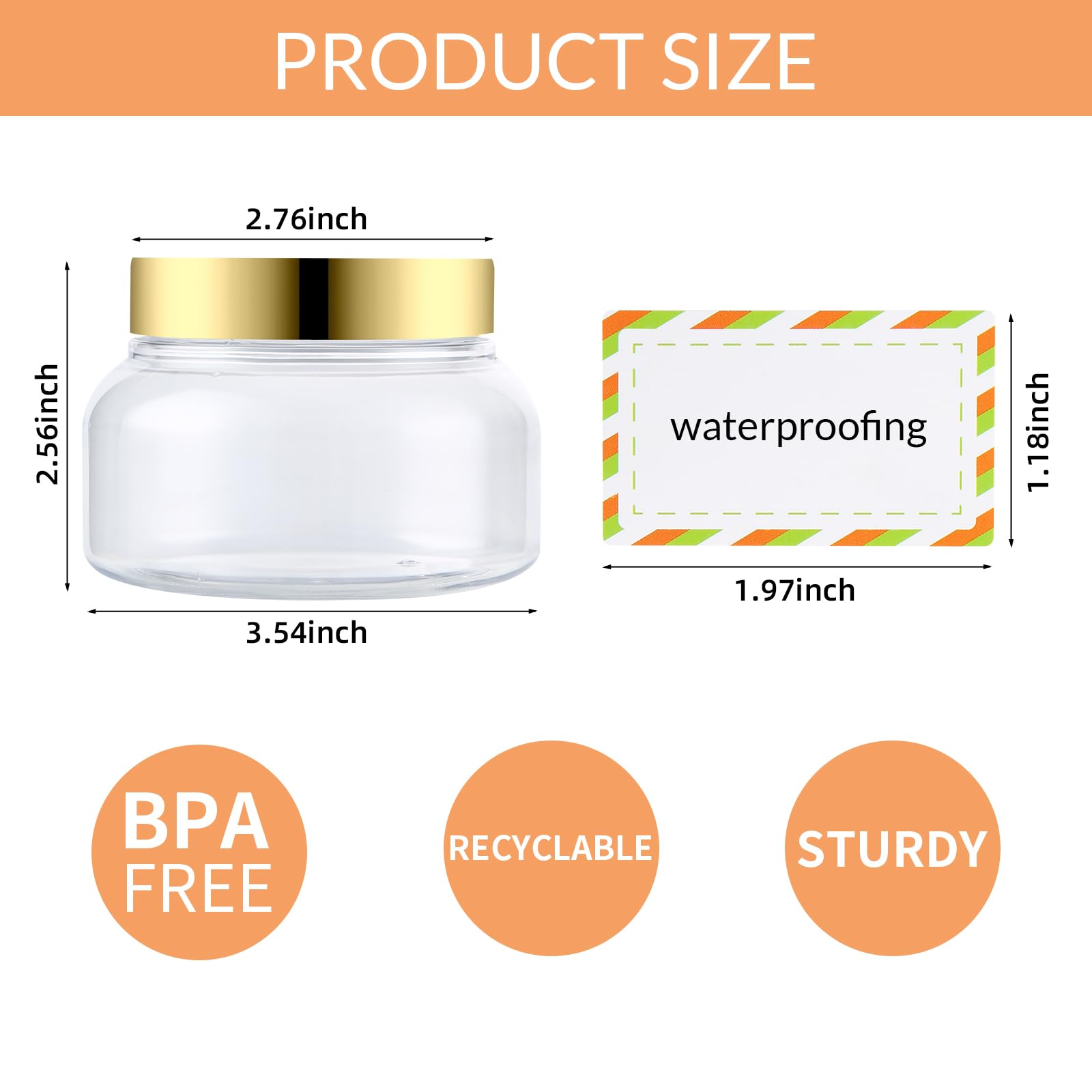 24 Pack 8 Oz BPA-Free Plastic Containers with Lids - Leakproof Clear Cosmetic Jars for Body Butter, Sugar Scrubs, Creams & Lotions | Reusable Storage for DIY Beauty Products, Candies, Bath Salts (24 Count, Gold) - Perfect for Home Spa, Travel & Gift Packaging