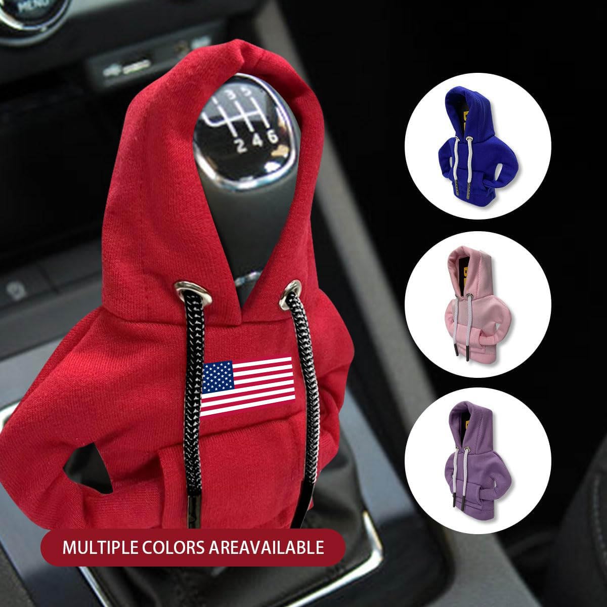USA Flag Car Gear Shift Hoodie Cover - Funny Car Interior Accessories & Decorations - Perfect for Patriotic Drivers, Car Enthusiasts & American Pride Vehicle Customization