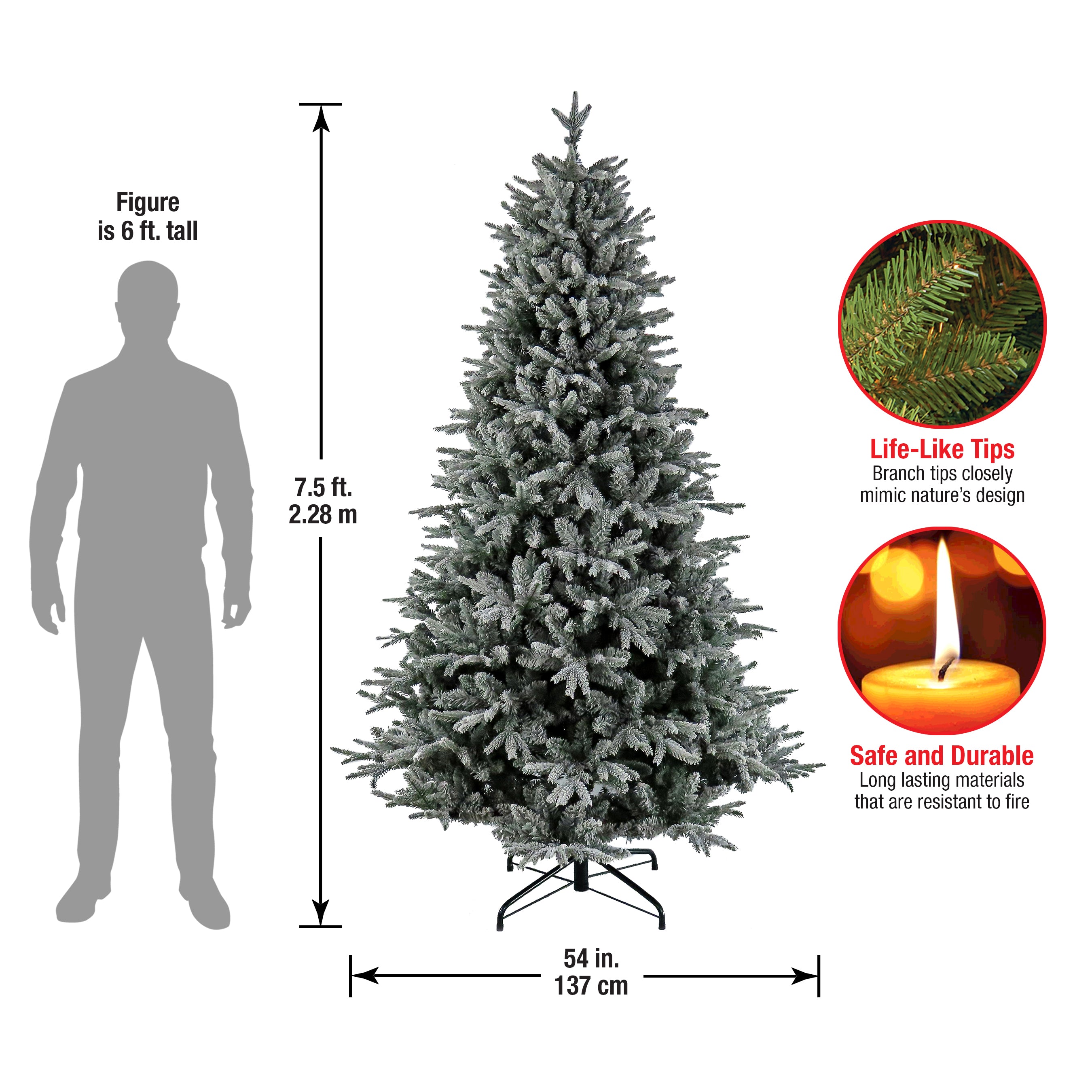 7.5 ft Holliston Artificial Christmas Tree - Premium Potted Holiday Decor for Home, Office & Party Decorations