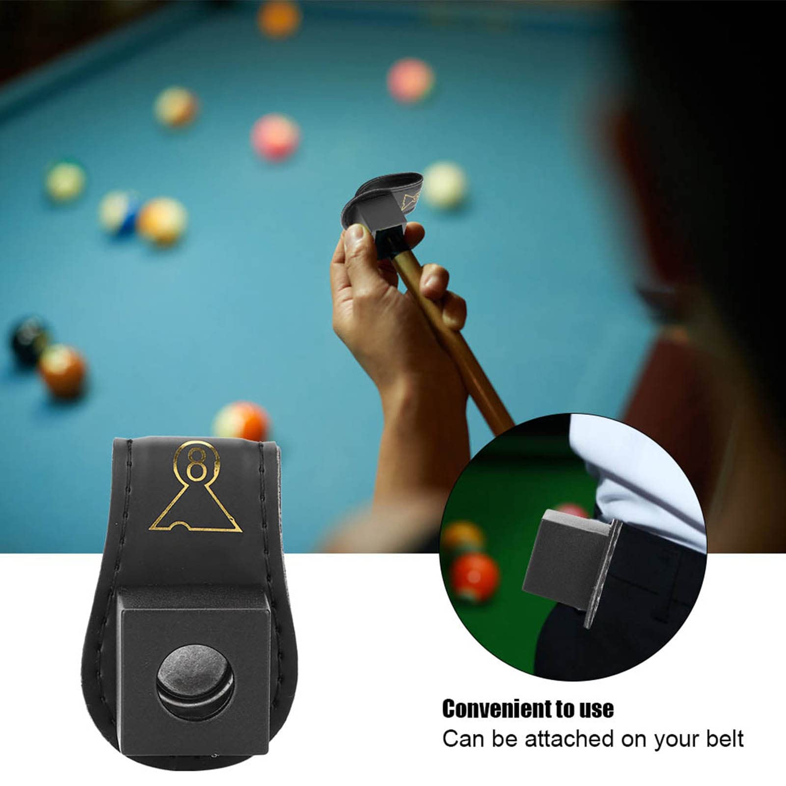 Premium Leather Magnetic Billiard Cue Chalk Holder - Portable Belt Clip for Pool Players - Compact 7x5x4.5cm Design - Perfect for Bars, Game Rooms & Professional Tournaments