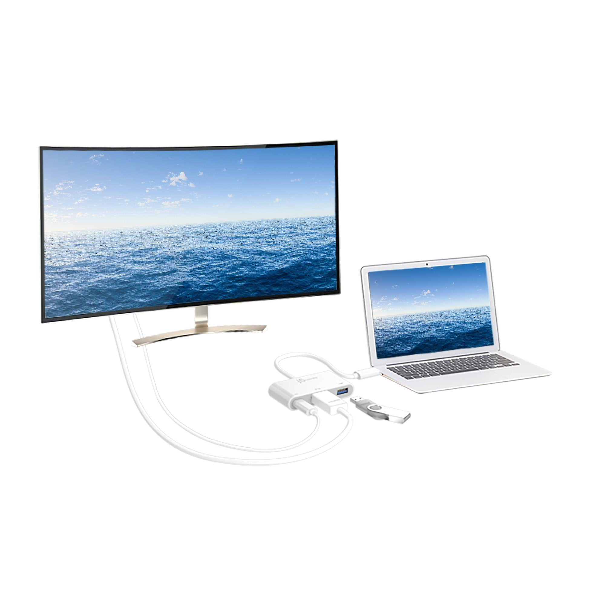 USB C to HDMI Adapter with USB 3.0 Port & 100W Power Delivery - 4K Video Output for MacBook Pro, iPad Pro, Dell XPS, Galaxy S21 - Perfect for Home Office, Online Classes & Business Presentations