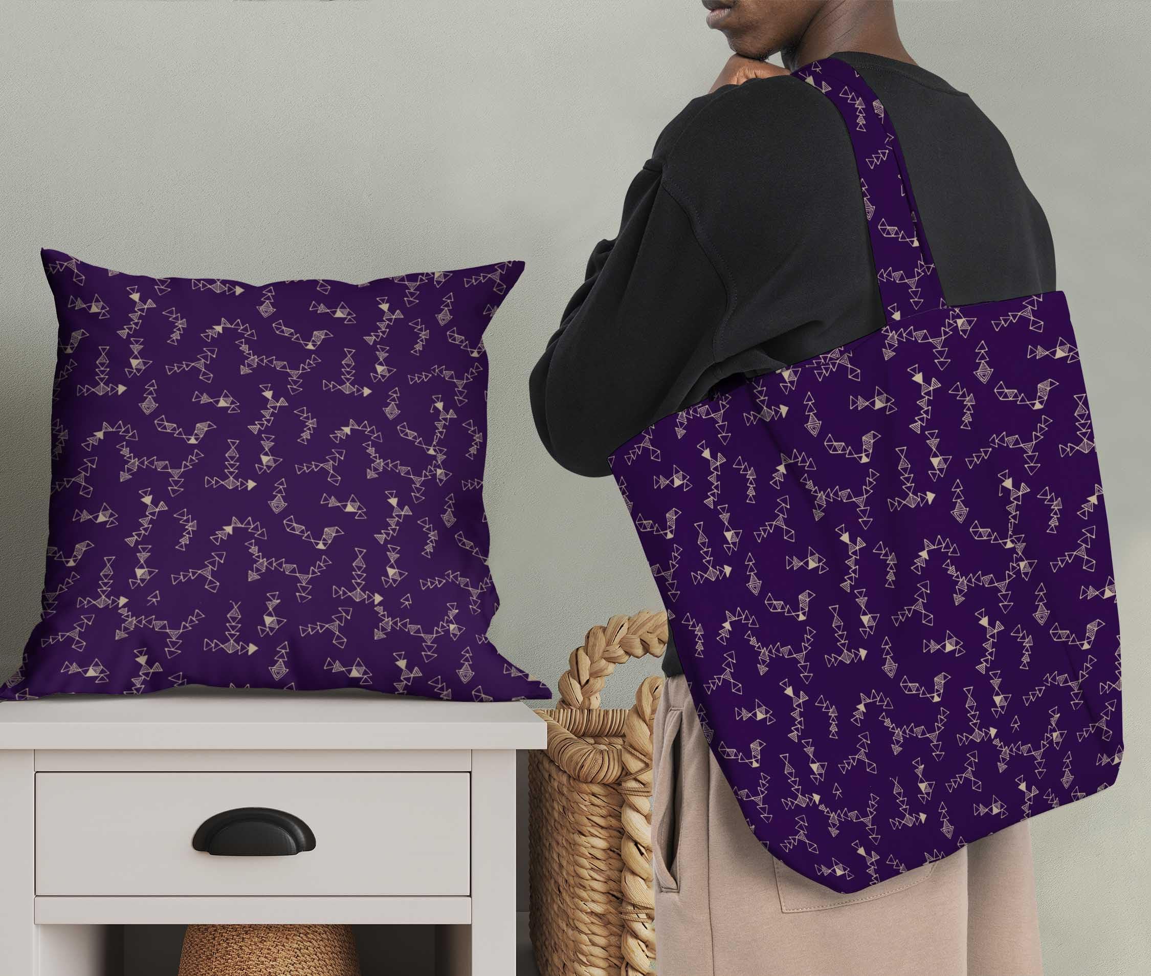 Soimoi Moss Georgette Purple Fabric by The Yard - 42 Inch Wide Geometric Printed Fabric for DIY Crafts, Dresses & Home Decor | Modern Artistic Triangle Pattern Material for Sewing Projects