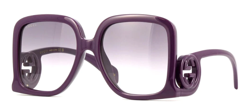 Gucci GG1326S 003 Violet/Grey Gradient Square Women's Sunglasses - Fashionable UV Protection for Outdoor Activities & Beach Vacations