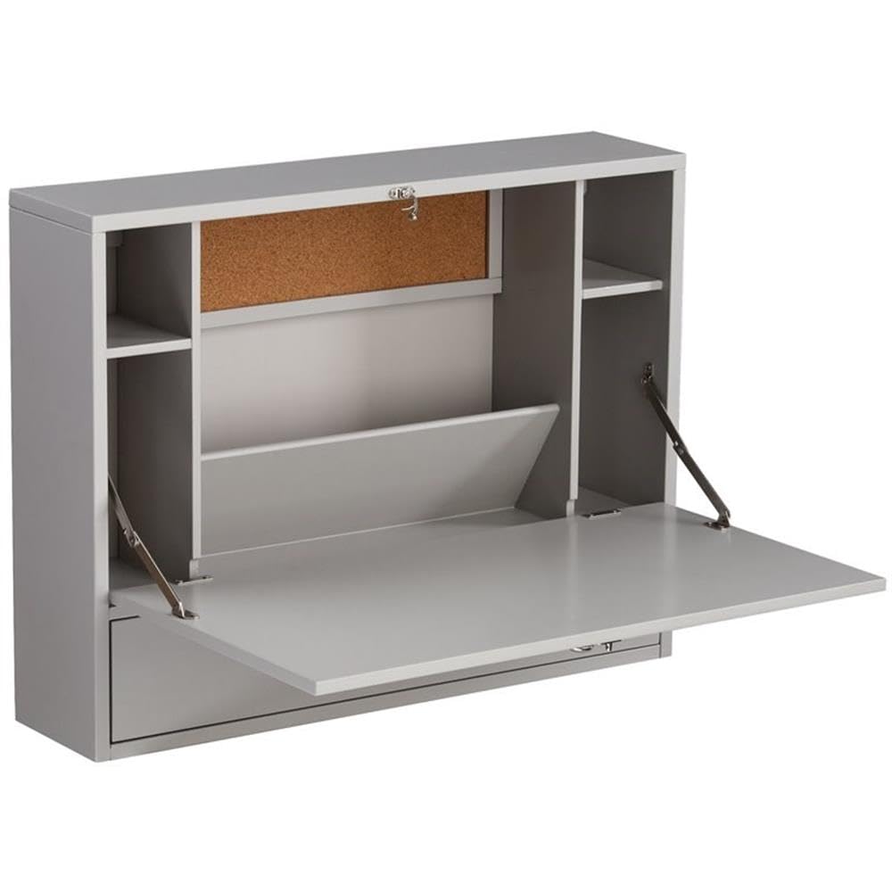 SEI Furniture Benwick Wall Mount Laptop Desk - Space Saving Floating Desk for Small Spaces, Home Office & Dorm Room, Gray - Perfect for Work, Study & Remote Learning