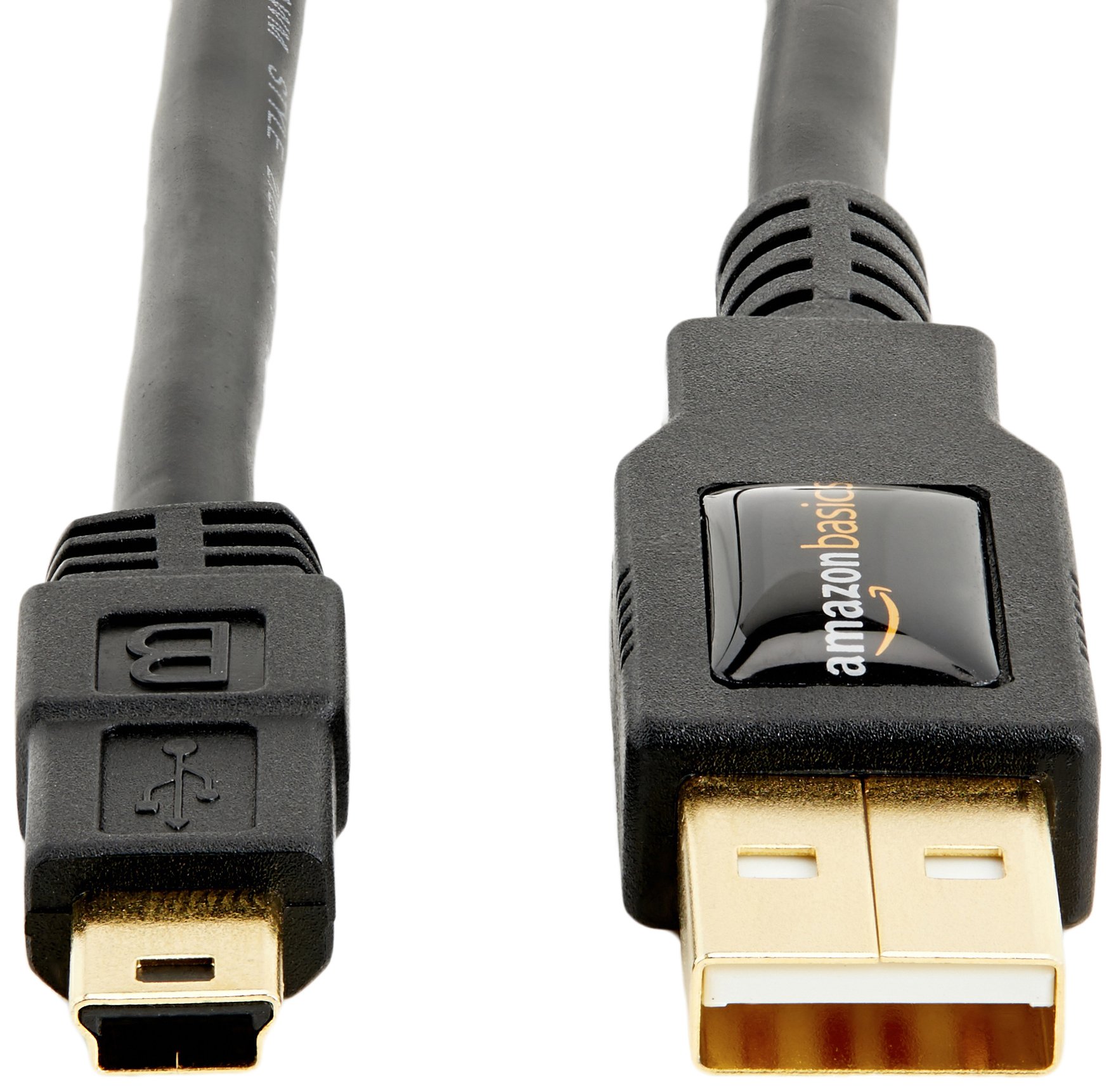 Amazon Basics USB 2.0 Charger Cable A-Male to Mini-B Cord - 3ft & 6ft (0.9m & 1.8m) for Digital Cameras, MP3 Players, External Hard Drives - Fast Charging & Data Sync