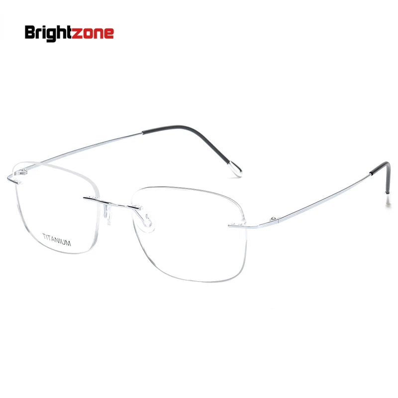 Brightzone Unisex Rimless Oval Square Titanium Eyeglasses 71610 - Lightweight Durable Frame for Reading, Work & Fashion | Blue Light Blocking Glasses for Computer Use & Daily Wear
