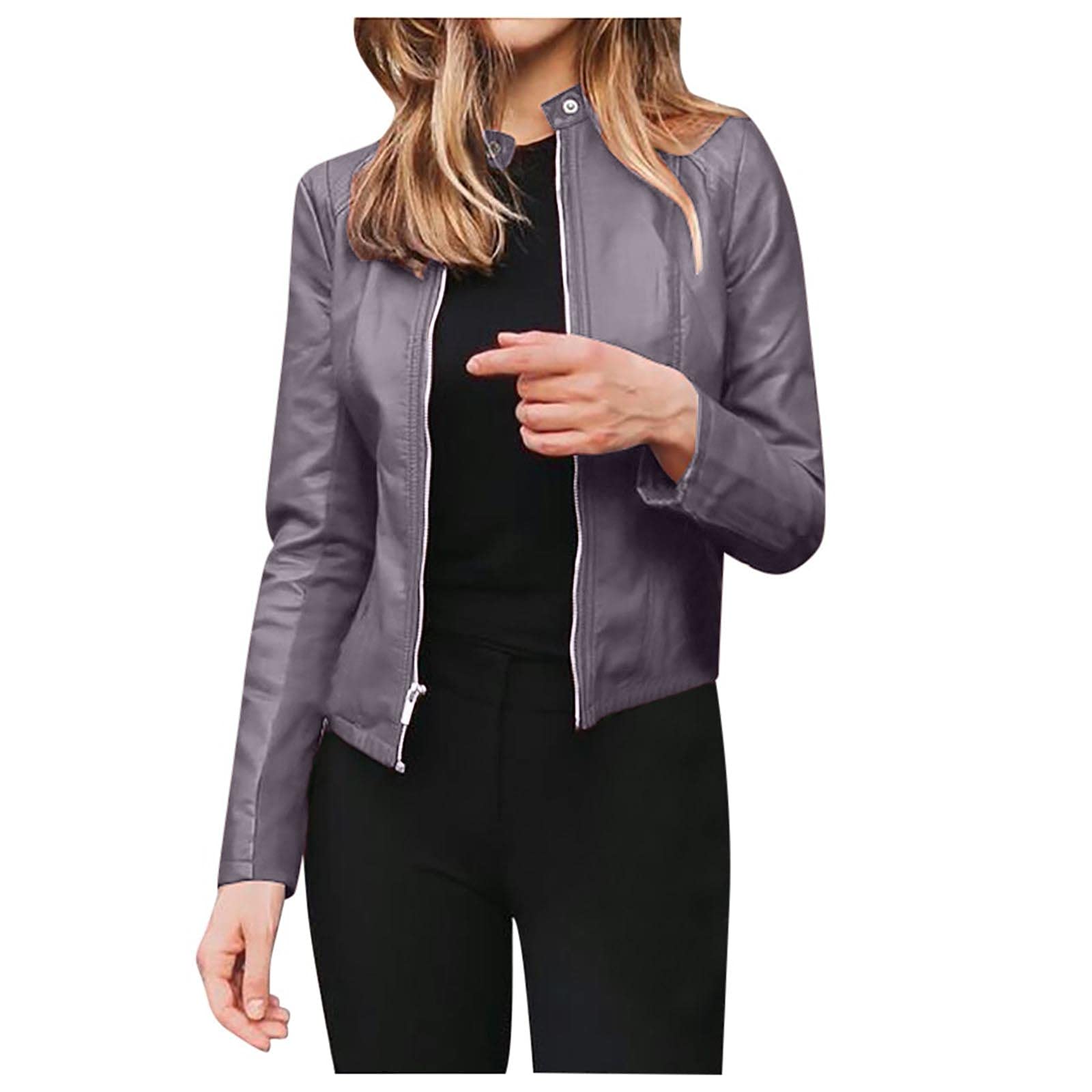 Women's Faux Leather Motorcycle Jacket - Long Sleeve Open Front Cardigan Coat for Biker Chic Style | Perfect for Riding, Night Out & Fashion Layering