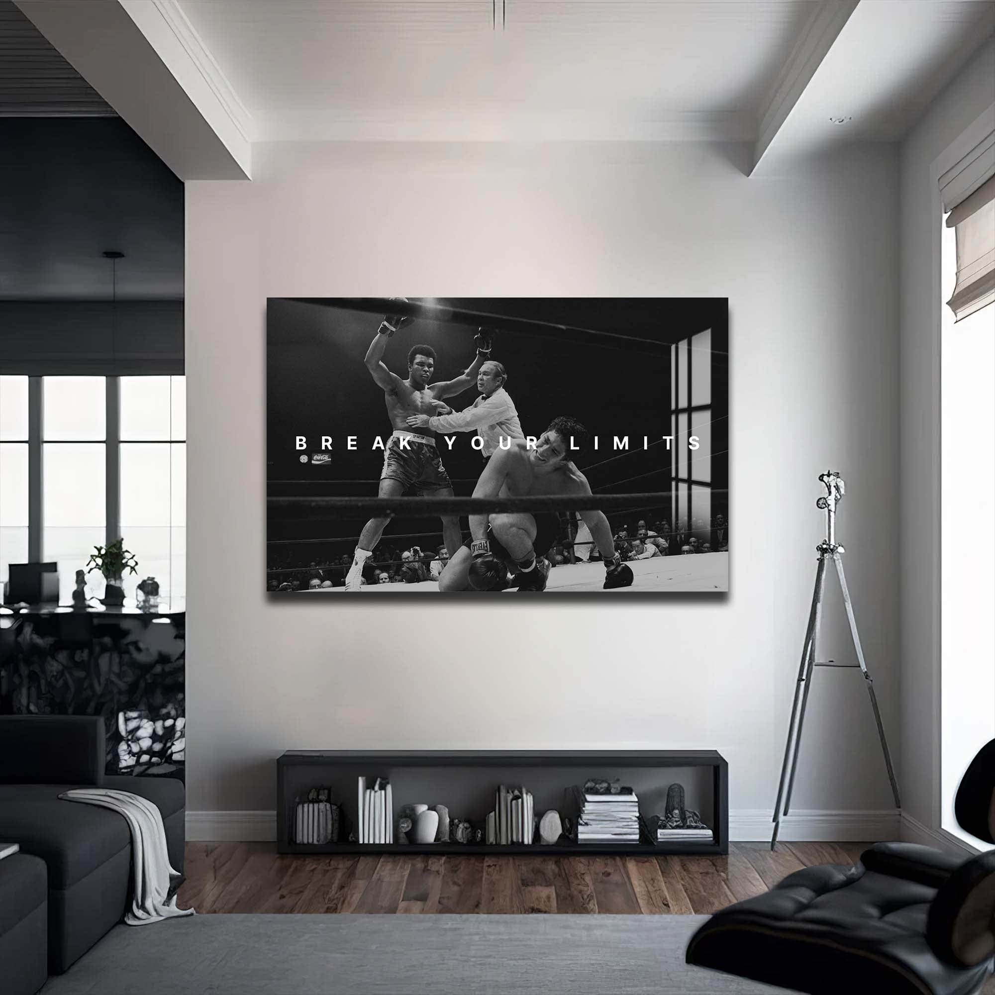 Muhammad Ali Break Your Limits Motivational Quote Wall Art - Perfect for Home Gym Office Decor & Boxing Enthusiasts