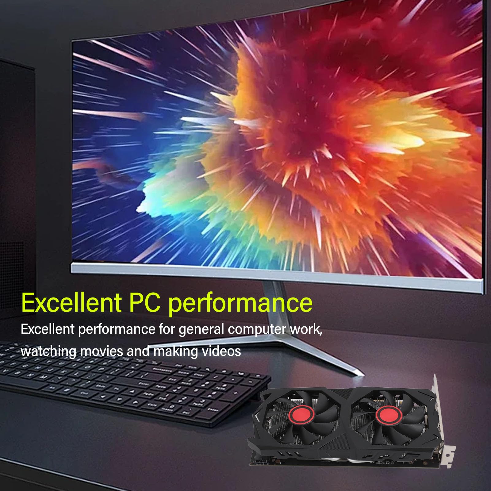 ASHATA RX580 8GB GDDR5 256BIT Gaming Graphics Card - PCI Express 2.0 x16 Video Card with Dual Fan Cooling for Windows 7/8/10/11 PCs - Perfect for 1080p Gaming, Video Editing & Cryptocurrency Mining