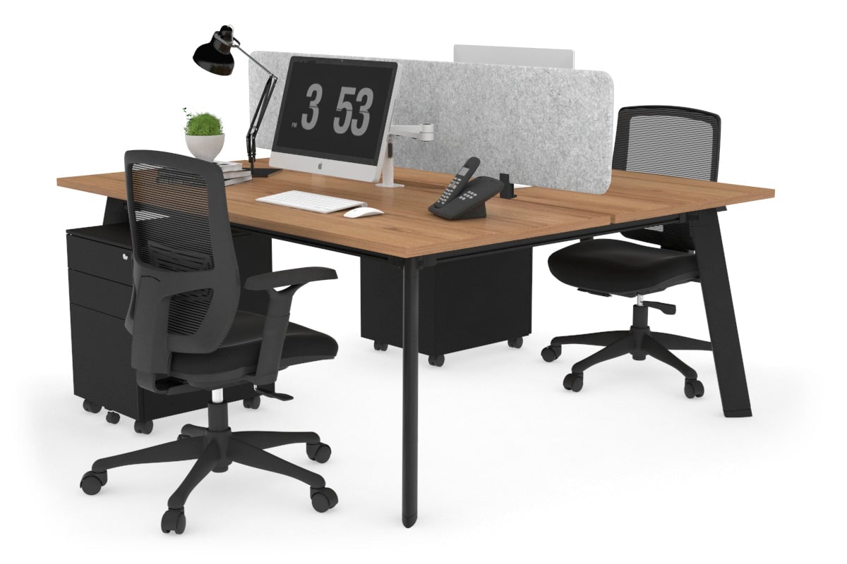 2 Person Workstation with Black Frame - 1200L x 800W Office Desk with Cable Management | Perfect for Home Office, Coworking Spaces & Small Business Teams