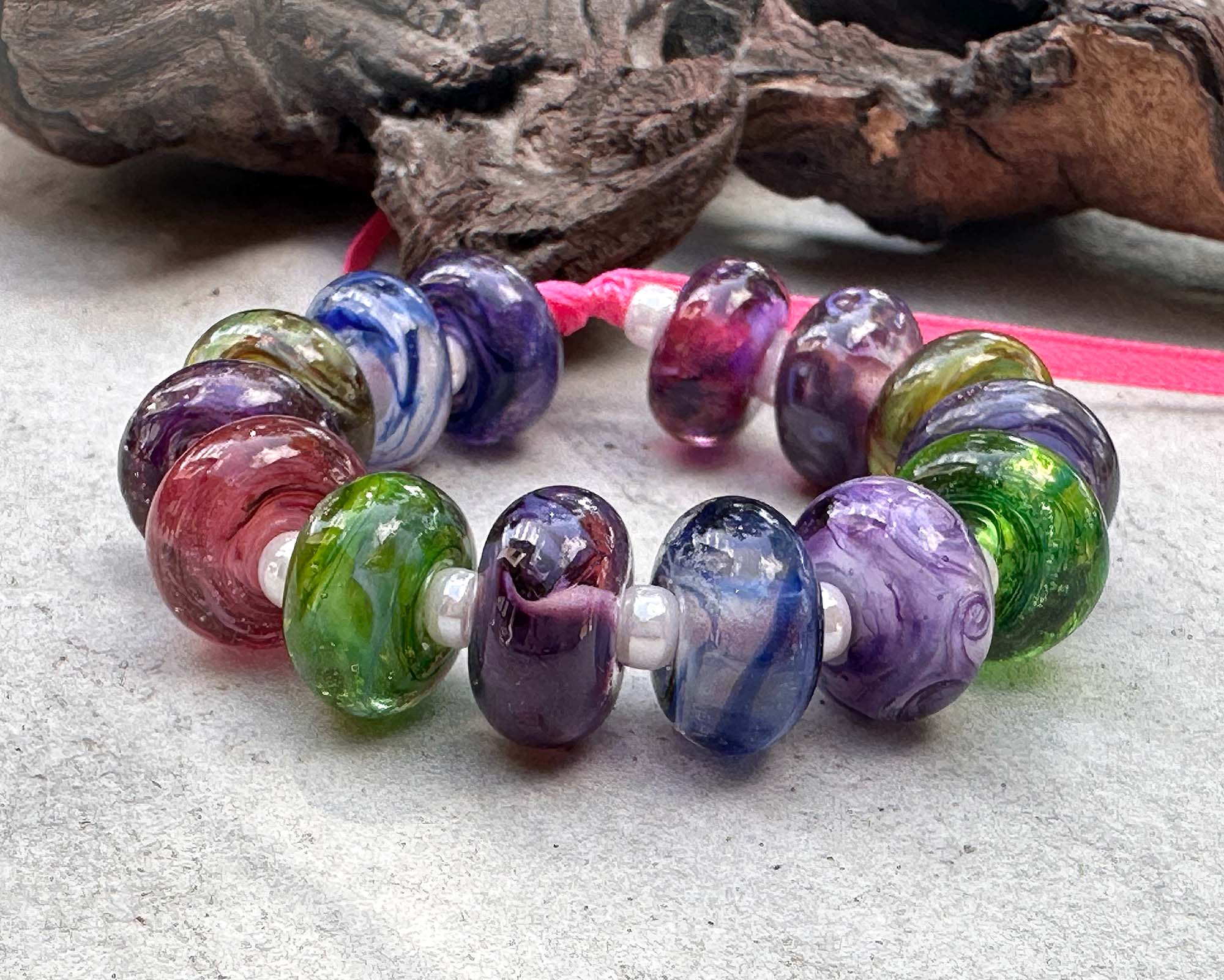 13 Colorful Swirls Lampwork Glass Beads Set for Jewelry Making - DIY Bracelet, Necklace & Craft Projects (SRA Certified) | Perfect for Beaders, Artists & Gift Ideas