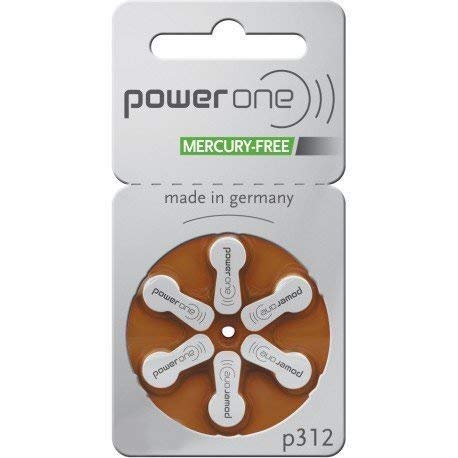 Power One Size 312 Hearing Aid Batteries - No Mercury, 2 Pack (42 Batteries) | Long-Lasting Zinc Air Power for Hearing Devices, Watches & Medical Equipment