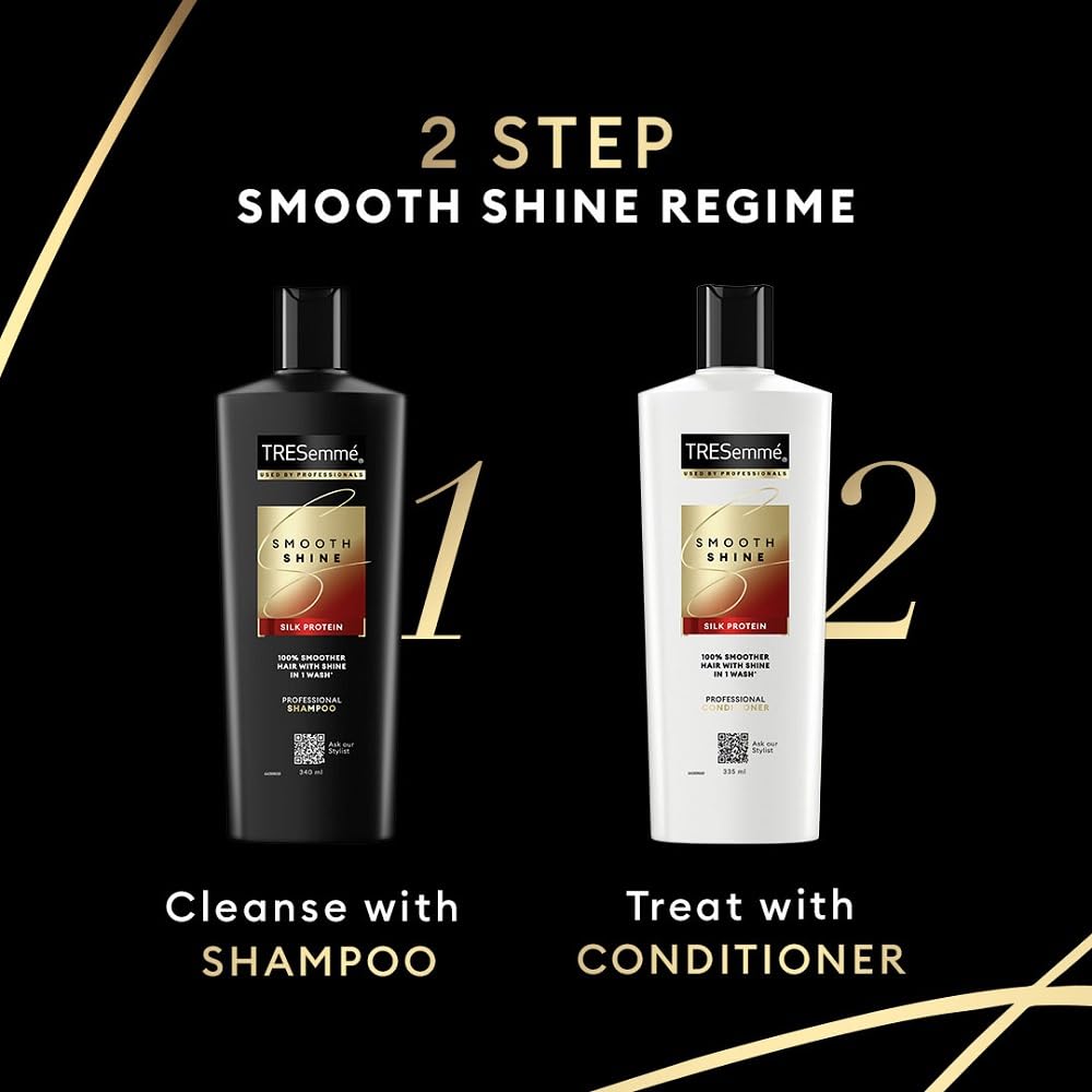 TRESemme Smooth & Shine Conditioner 11.3oz (335ml) with Biotin & Silk Protein - Deep Moisturizing Treatment for Dry, Frizzy Hair - Leaves Hair Silky Smooth - For Men & Women - Perfect for Daily Hair Care & Salon-Quality Results at Home