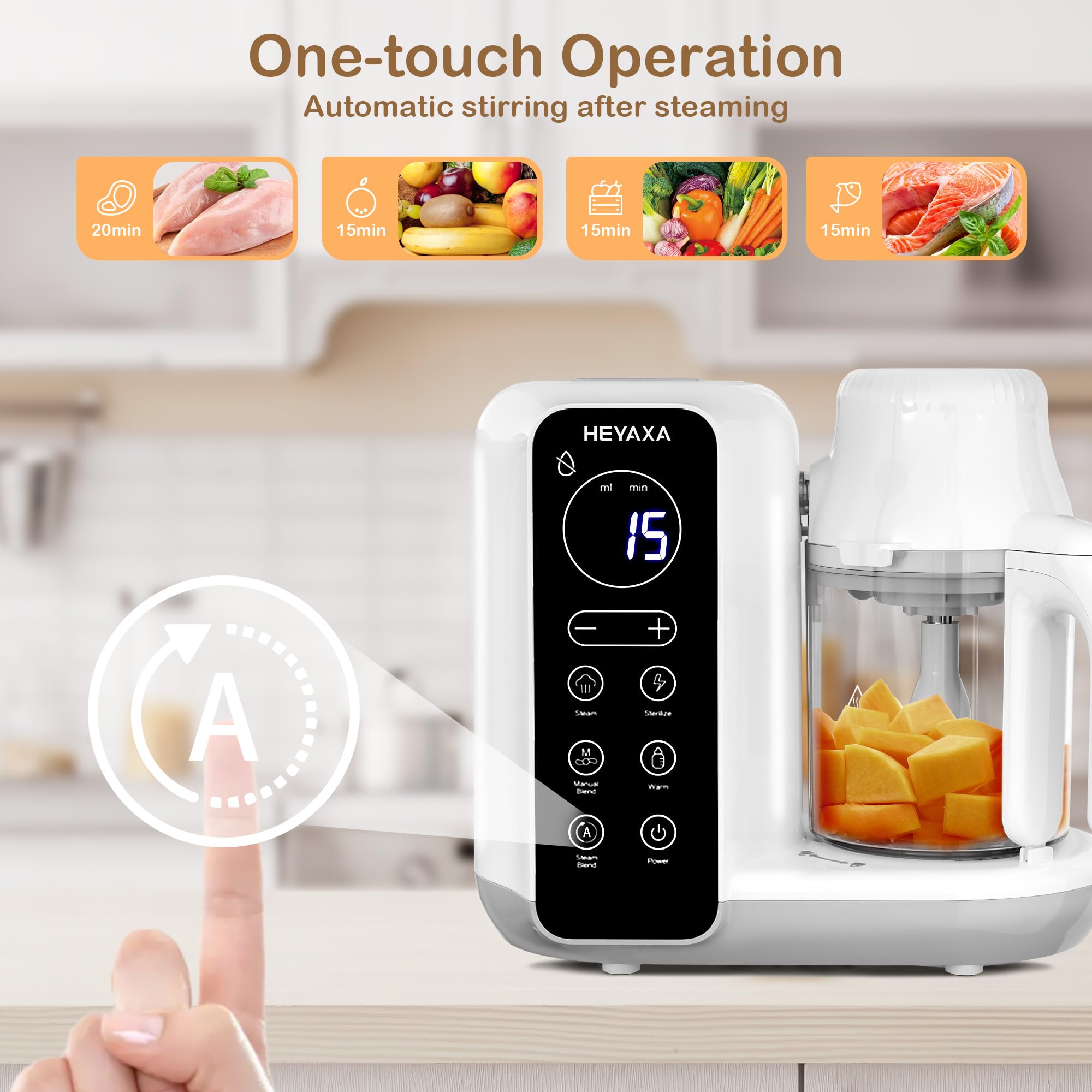 Automatic Baby Food Maker & Processor with Cooking, Grinding & Steaming - Self-Cleaning Puree Blender, BPA Free (White) - Perfect for Homemade Baby Food & Healthy Toddler Meals