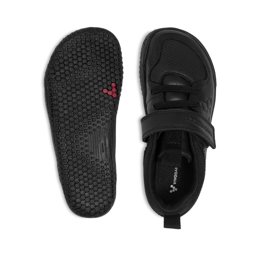 Vivobarefoot Primus Ludo Kids' Barefoot Shoes - Obsidian Black | Flexible & Lightweight School Shoes for Active Children | Perfect for Playground, Classroom & Outdoor Activities