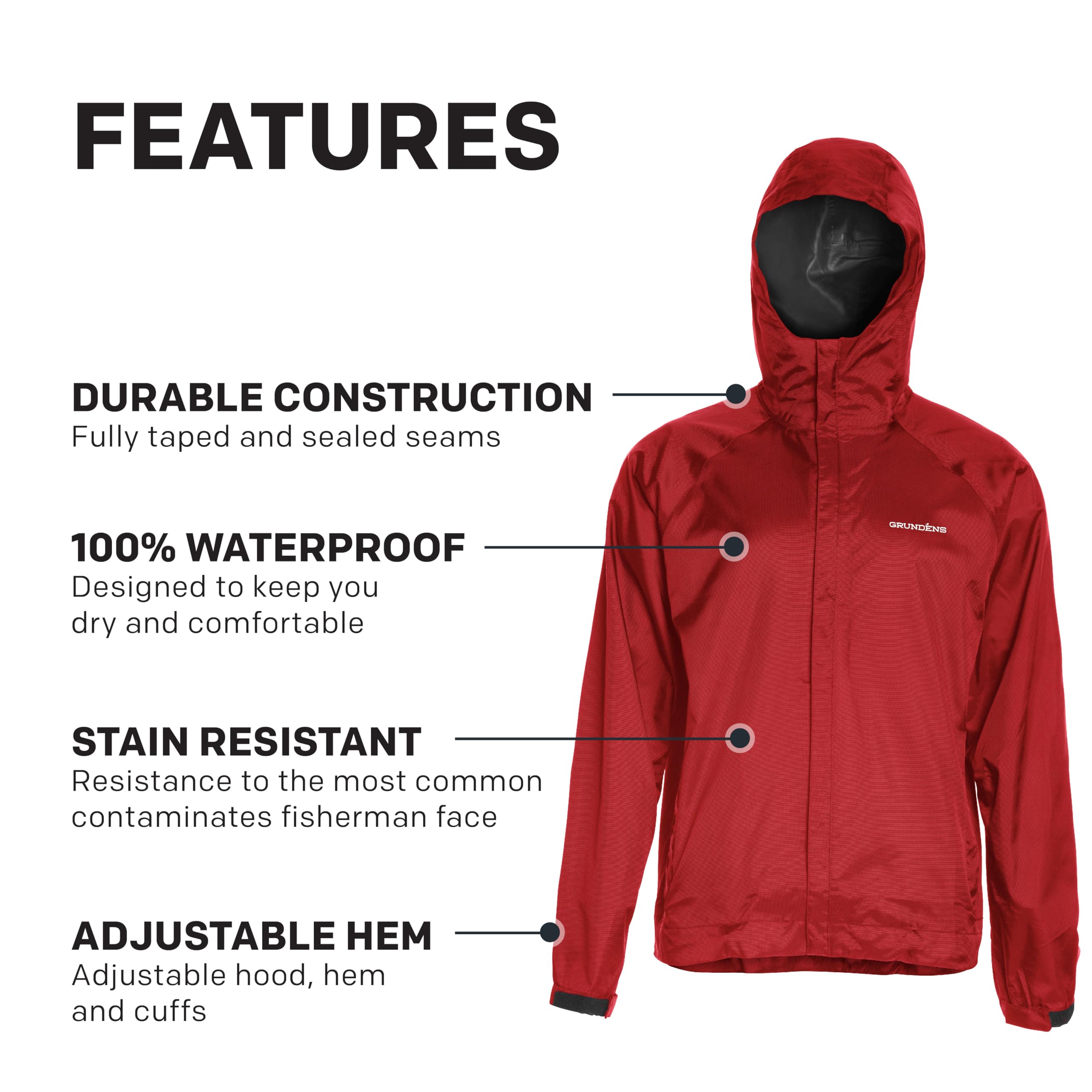 Grundéns Weather Watch Hooded Fishing Jacket for Men - Waterproof Windproof Raincoat for Outdoor Fishing, Hunting & Hiking - All-Weather Protection Gear