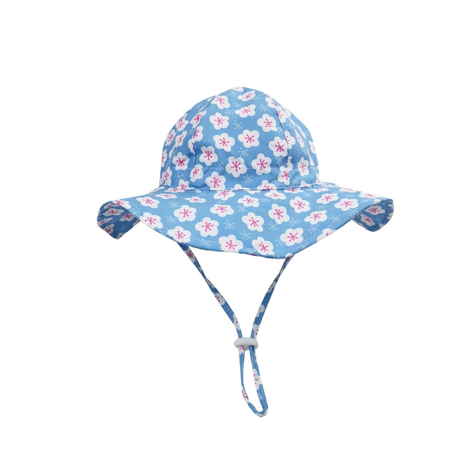 Kids' Wide Brim Sun Hat with Flowers Print - Foldable Fisherman Hat with Adjustable Chin Strap for Outdoor Beach, Park & Summer Activities - UV Protection Sunshade Cap for Boys & Girls