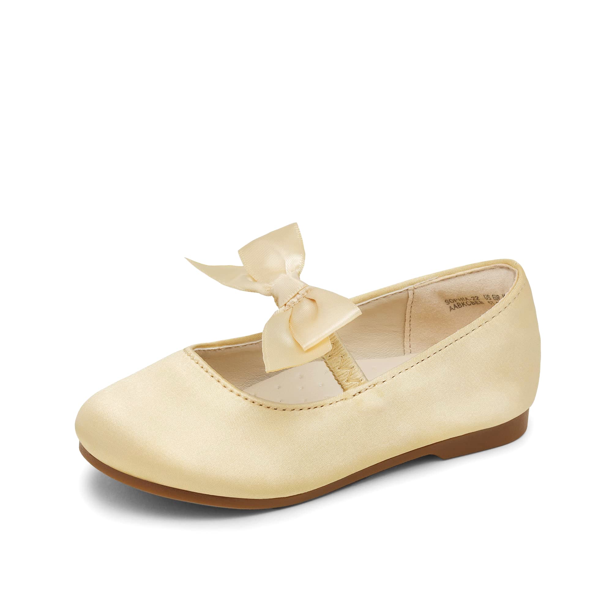 Dream Pairs Girls Mary Jane Shoes with Front Bow & Elastic Strap - Comfortable Ballet Flats for Toddler, Little Kid & Big Kid - Perfect for School, Parties & Everyday Wear