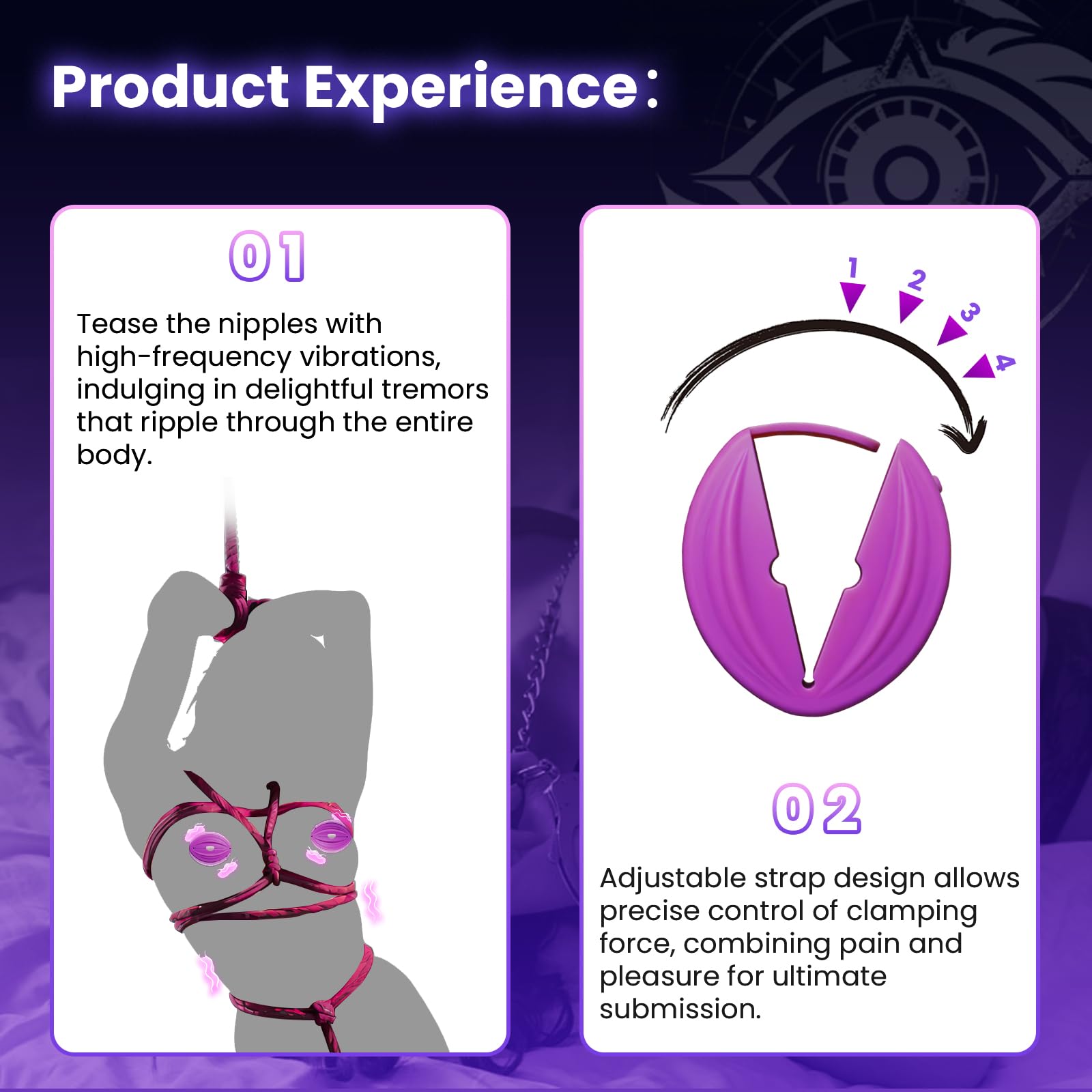 Remote Control Vibrating Nipple Clamps - 10 Powerful Vibration Modes, Lightweight BDSM Toys for Couples & Adults, Sensual Pleasure Wearable Sex Toy for Women | Perfect for Spicing Up Bedroom Play, BDSM Scenes & Intimate Couples Games