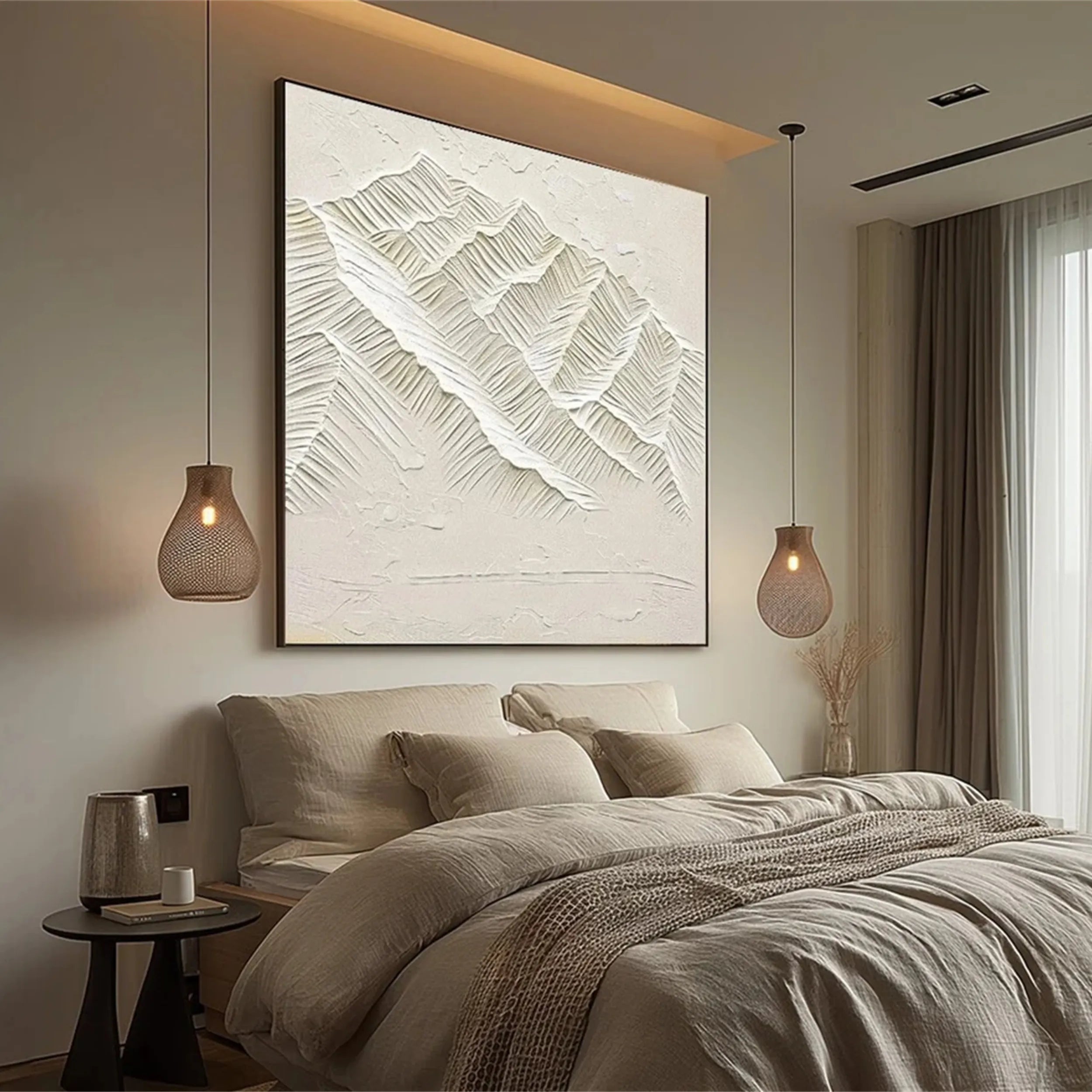 Minimalist Beige Textured Wall Art - Modern Abstract Canvas Painting for Living Room, Bedroom & Office Decor #MM262