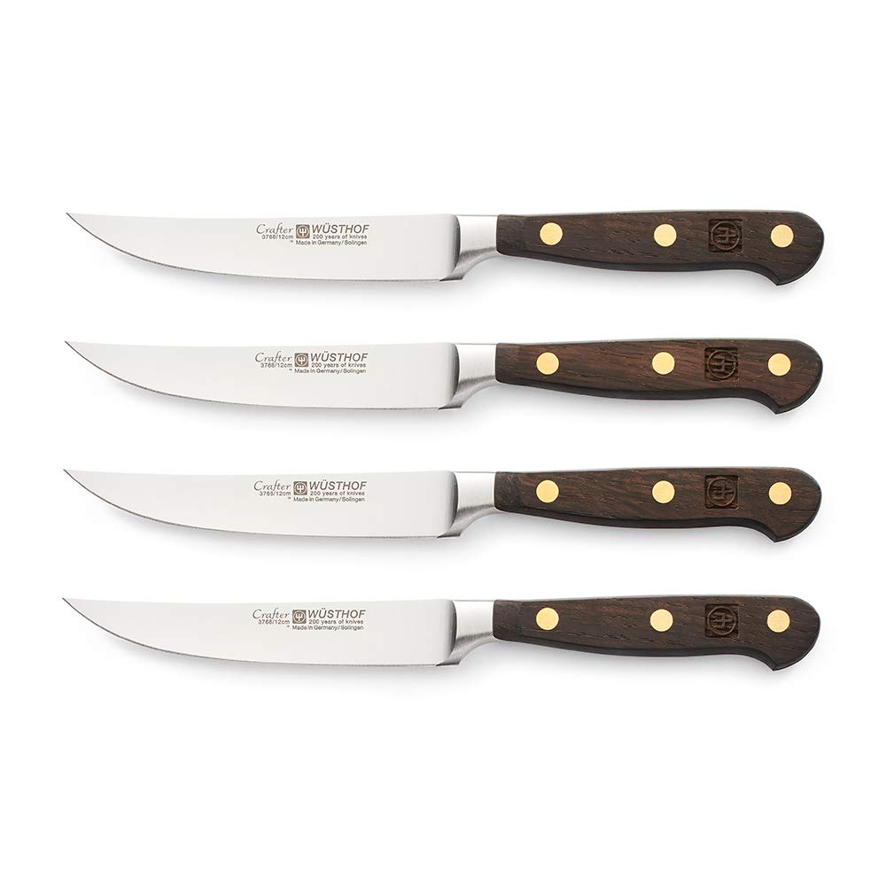 Wüsthof Crafter 4-Piece Steak Knife Set - Premium German Stainless Steel Steak Knives for Fine Dining, BBQ & Meat Cutting - Perfect for Restaurants, Dinner Parties & Home Kitchens