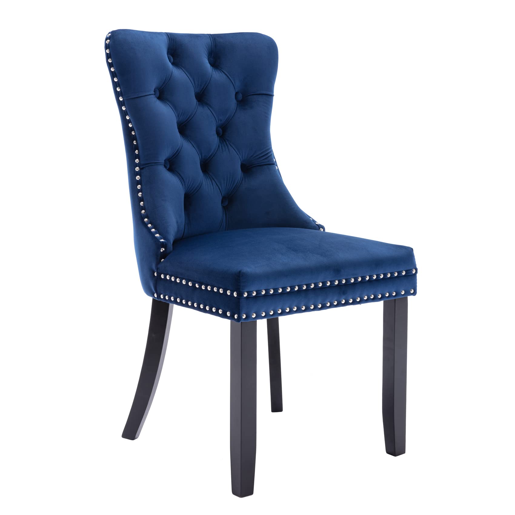 Aoowow 2-Piece Velvet Upholstered Dining Chair Set - Wingback Armless Side Chairs with Button Tufted Design & Solid Wood Legs for Kitchen, Dining Room - Elegant Blue Velvet Seating for Home Decor & Entertaining