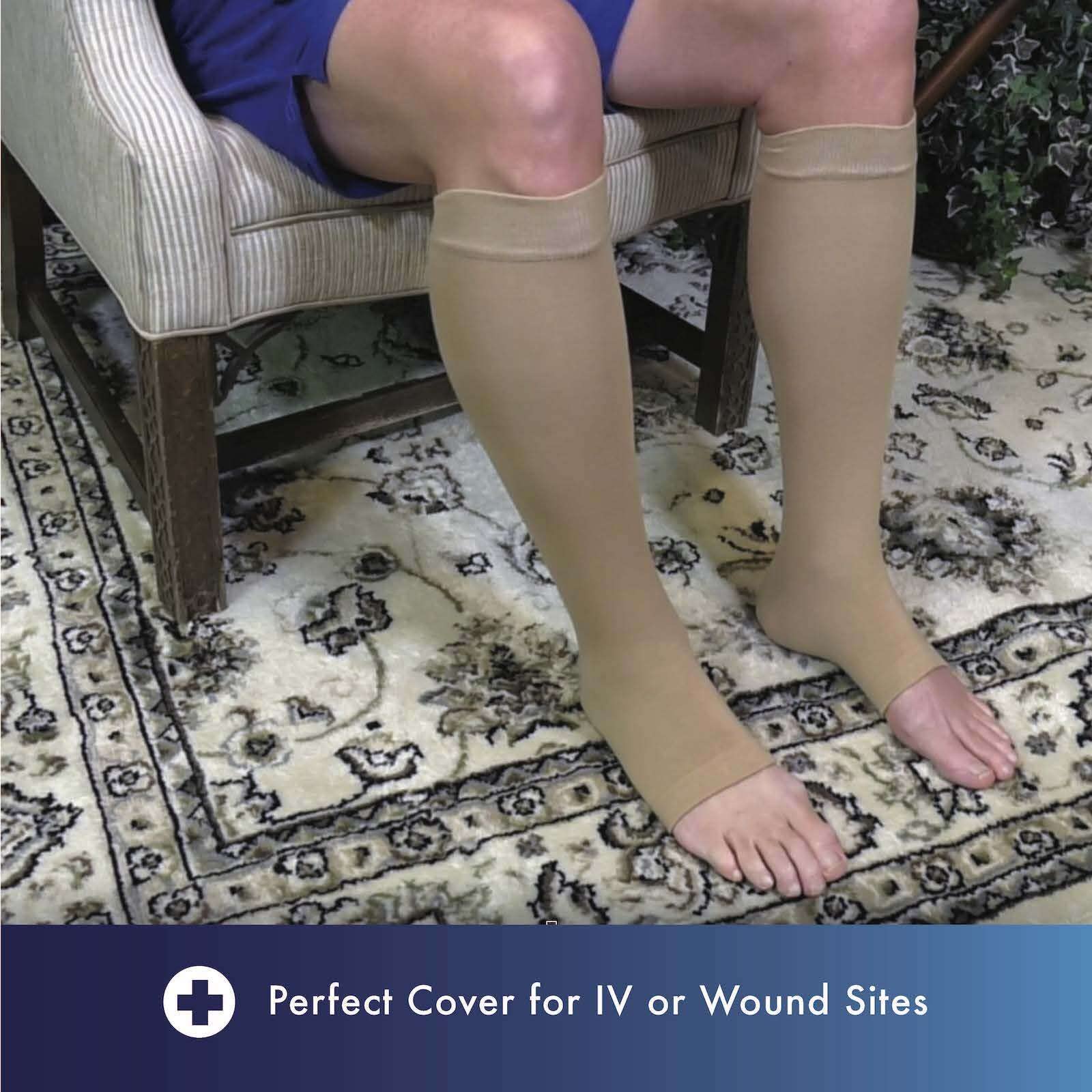Kinship Comfort Leg Skin Protector Sleeves for Men & Women - Breathable Toeless Socks for Sensitive Skin, Prevents Bruising, Tears, Abrasions & Sun Damage - Ideal for Athletes, Nurses & Outdoor Activities