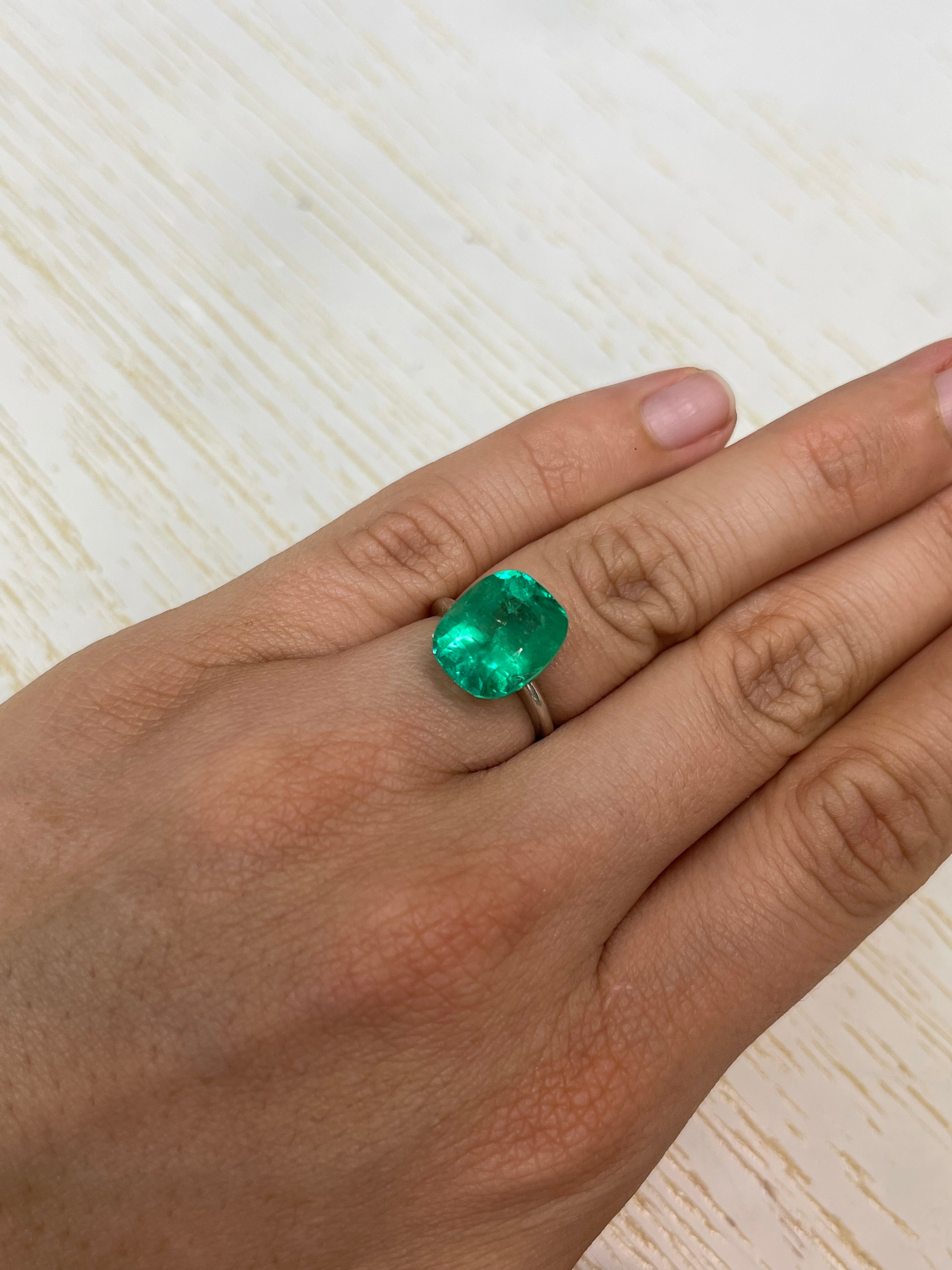 7.08 Carat 13x11mm Muzo Green Natural Colombian Loose Emerald Gemstone - Cushion Cut for Jewelry Making, Engagement Rings & Luxury Gifts