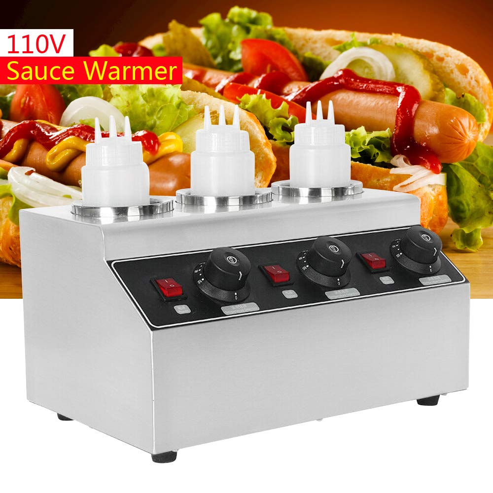 240W Electric Food Warmer - Multifunctional Sauce, Jam, Chocolate, Butter & Cheese Heater with 3 Squeeze Bottles | Perfect for Restaurants, Bakeries & Home Kitchen Use