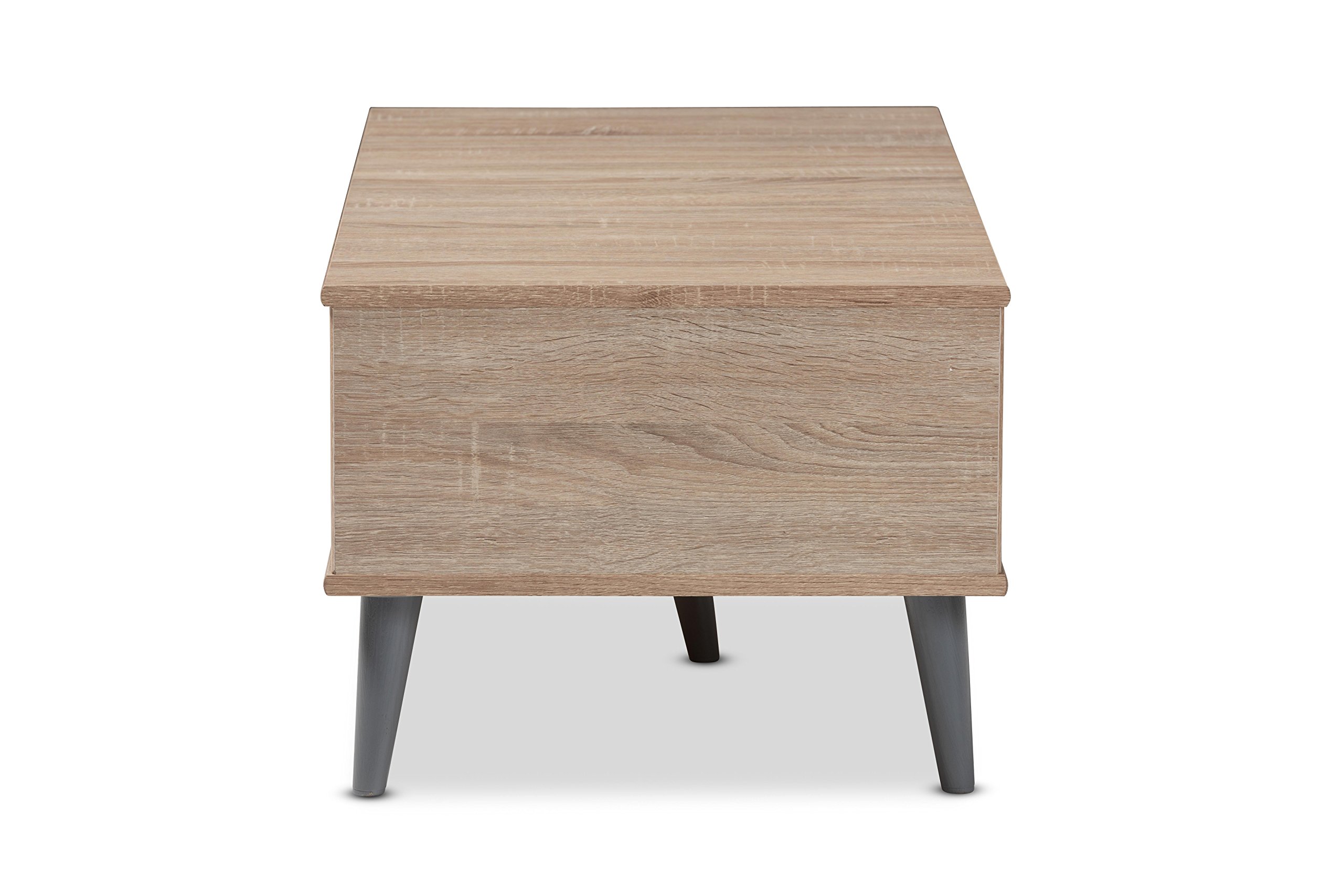 Baxton Studio Piotr Modern Coffee Table - Solid Oak Brown & Dark Gray Finish for Living Room, Lounge & Office Decor