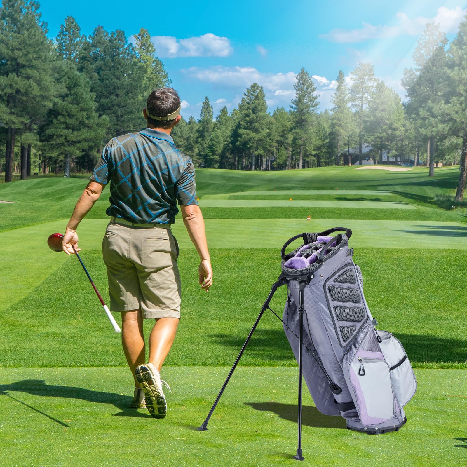 **Lightweight Camo Golf Stand Bag with 14-Way Full Length Dividers - Travel & Airline Approved for Men & Women - Perfect for Storage, Organization & On-Course Convenience**    *(Great for travel, practice sessions, and keeping clubs secure during flights!)*