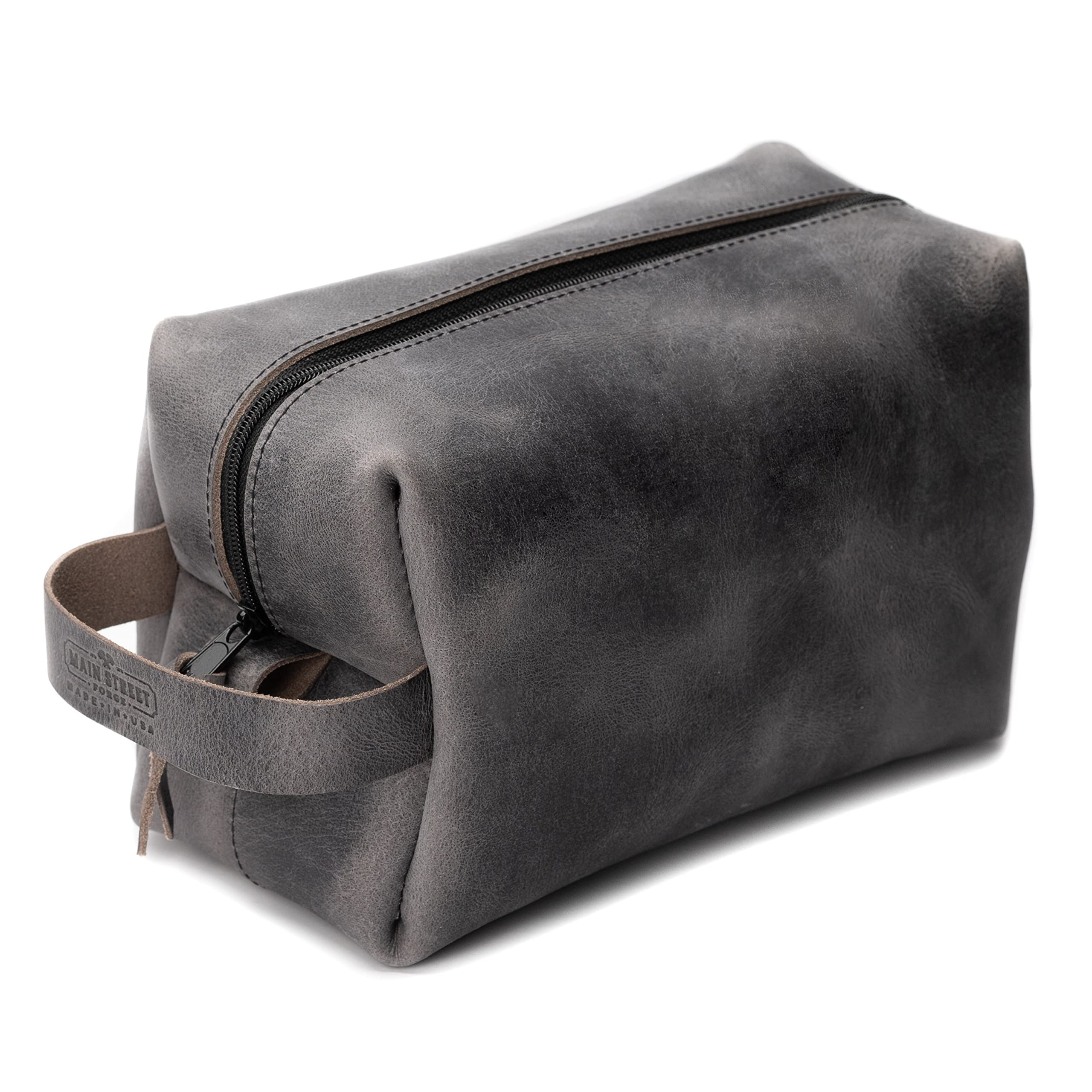 Premium Full Grain Leather Dopp Kit for Men – Travel Toiletry Bag for Shaving Essentials & Grooming Accessories | Made in USA | Compact & Lightweight Bathroom Organizer | Perfect for Business Trips, Gym & Weekend Getaways