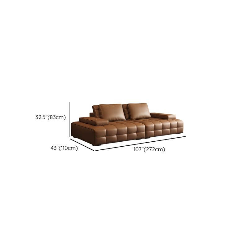Comfortable Mocha Standard Sofa with Armrest - Includes 3 Pillows (1 Throw Pillow) - Perfect for Living Room, Bedroom or Office Relaxation