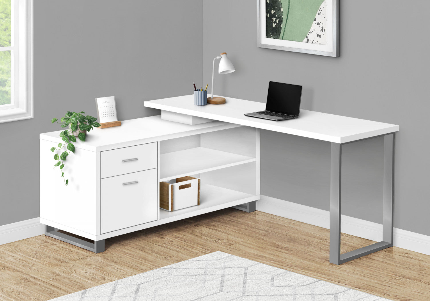 Runo Desk - Modern White Office Desk for Home & Workspace | Ergonomic Study & Workstation Solution