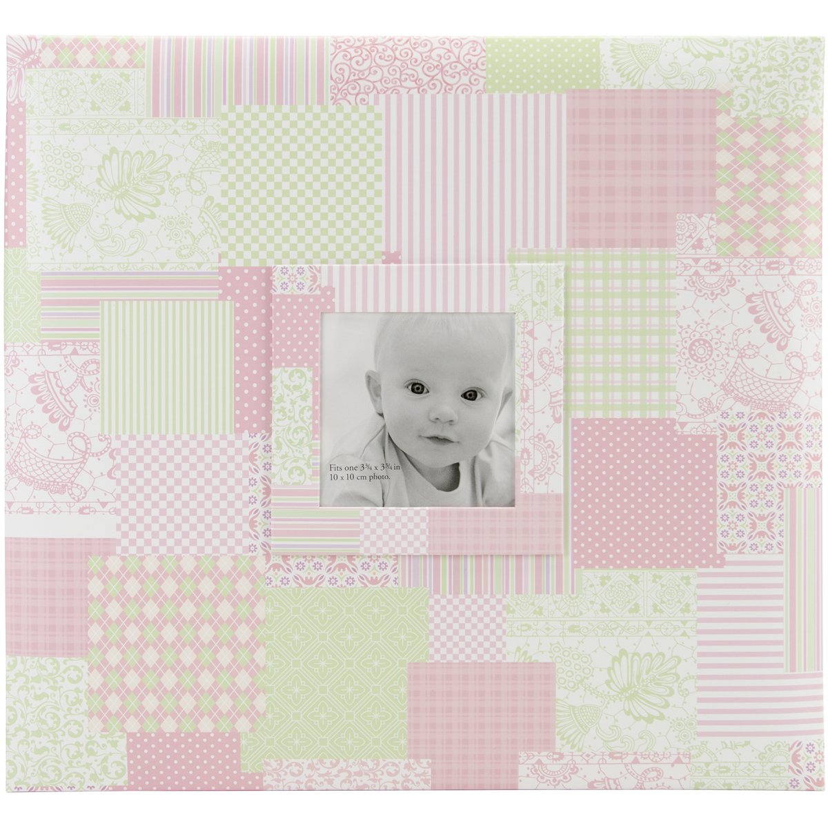 12.5x13.5 Inch Pink Quilt Design Baby Scrapbook Album with 12x12 Inch Photo Pages - Perfect for Newborn Memories, Baby Showers & First Year Keepsakes (MCS MBI 860072)