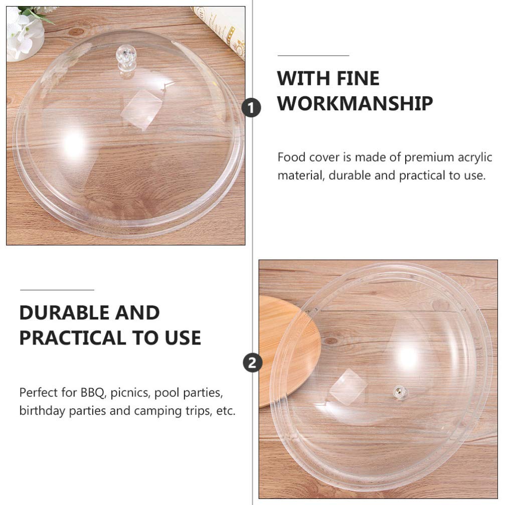 Hemoton 2-Pack Clear Acrylic Food Covers - 31cm Transparent Cake Domes with Handles for Fresh Food Display, Snack Protection & Kitchen Storage | Perfect for Bakeries, Buffets & Home Kitchen Use