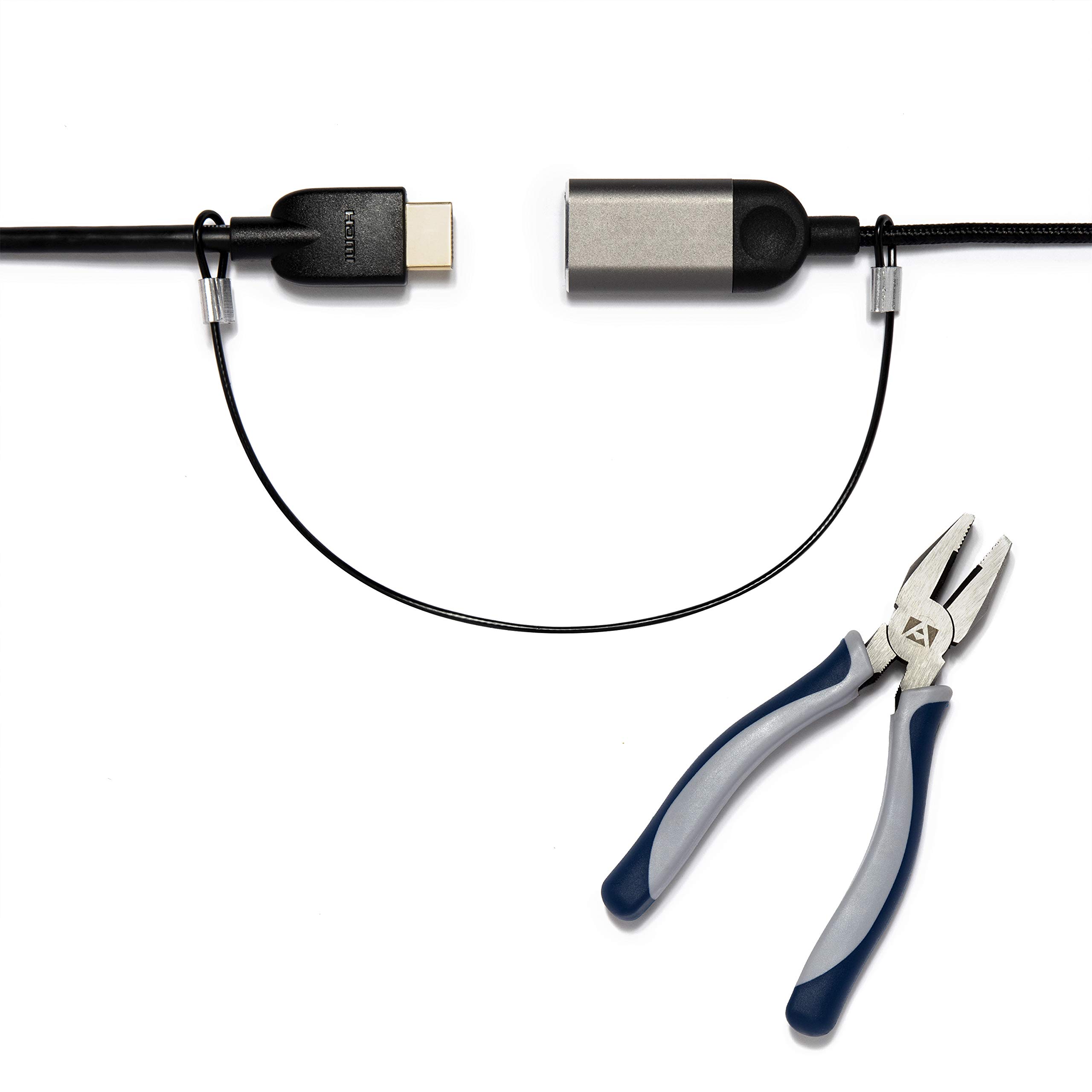 Heavy Duty Stainless Steel Cable Lock Kit - 30 Pack Black, Tamper-Resistant Pre-Assembled Security Tether for Laptops, Computers, Adapters & Dongles | Includes Free Crimping Tool for Easy Installation | Perfect for Office, School, Home & Travel Security