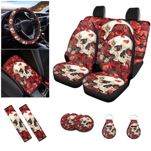 Skull Rose Butterfly - Red and White