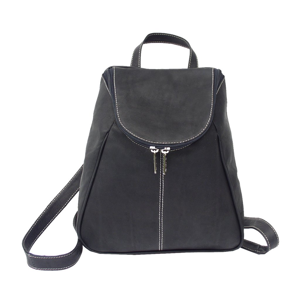 Premium Piel Leather U-Zip Backpack for Men & Women - Stylish Black Laptop Backpack with USB Charging Port - Perfect for Work, Travel & College (One Size)