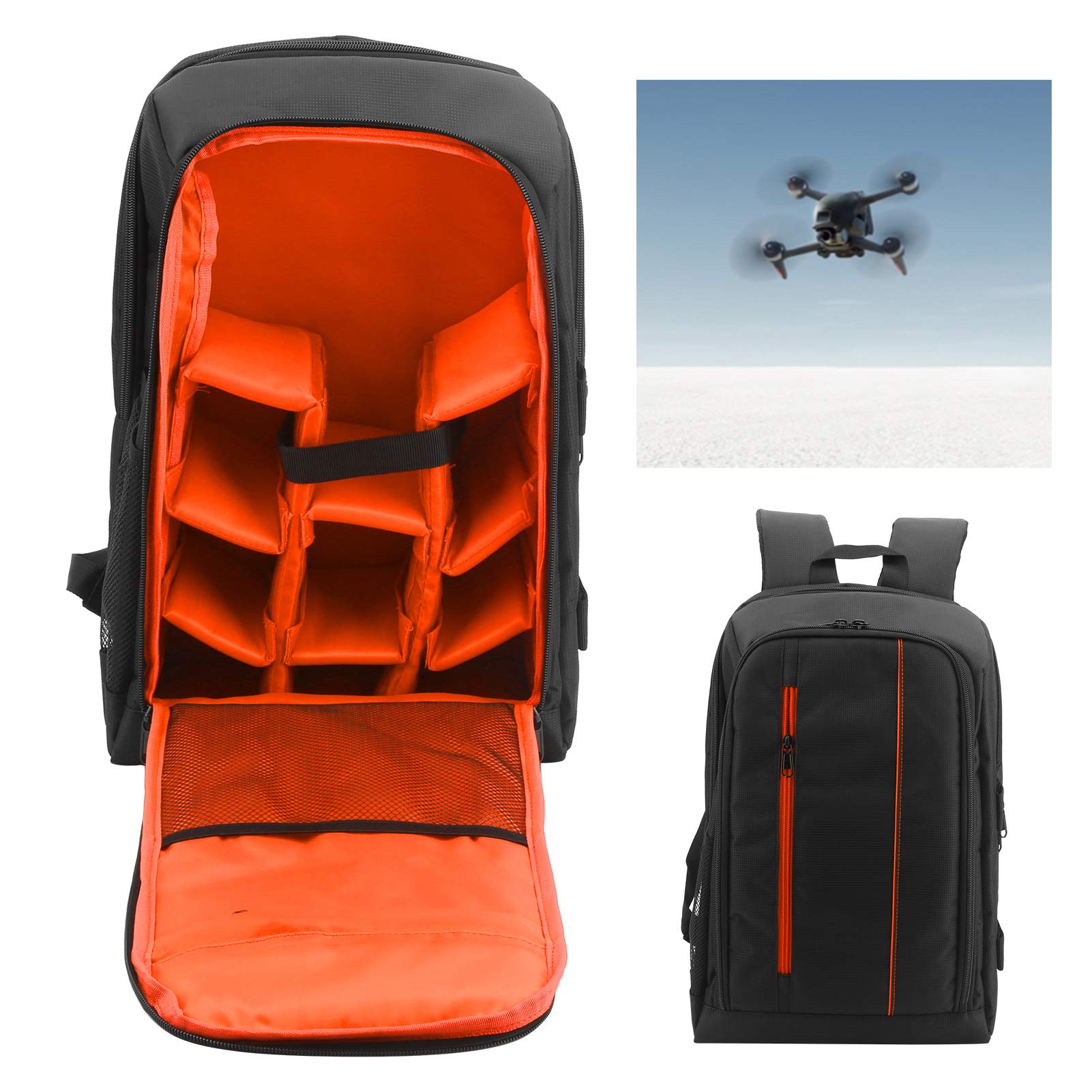 DJI FPV Combo Backpack - Portable, Durable & Scratch-Resistant Drone Case for Travel & Outdoor Adventures (Black Orange)