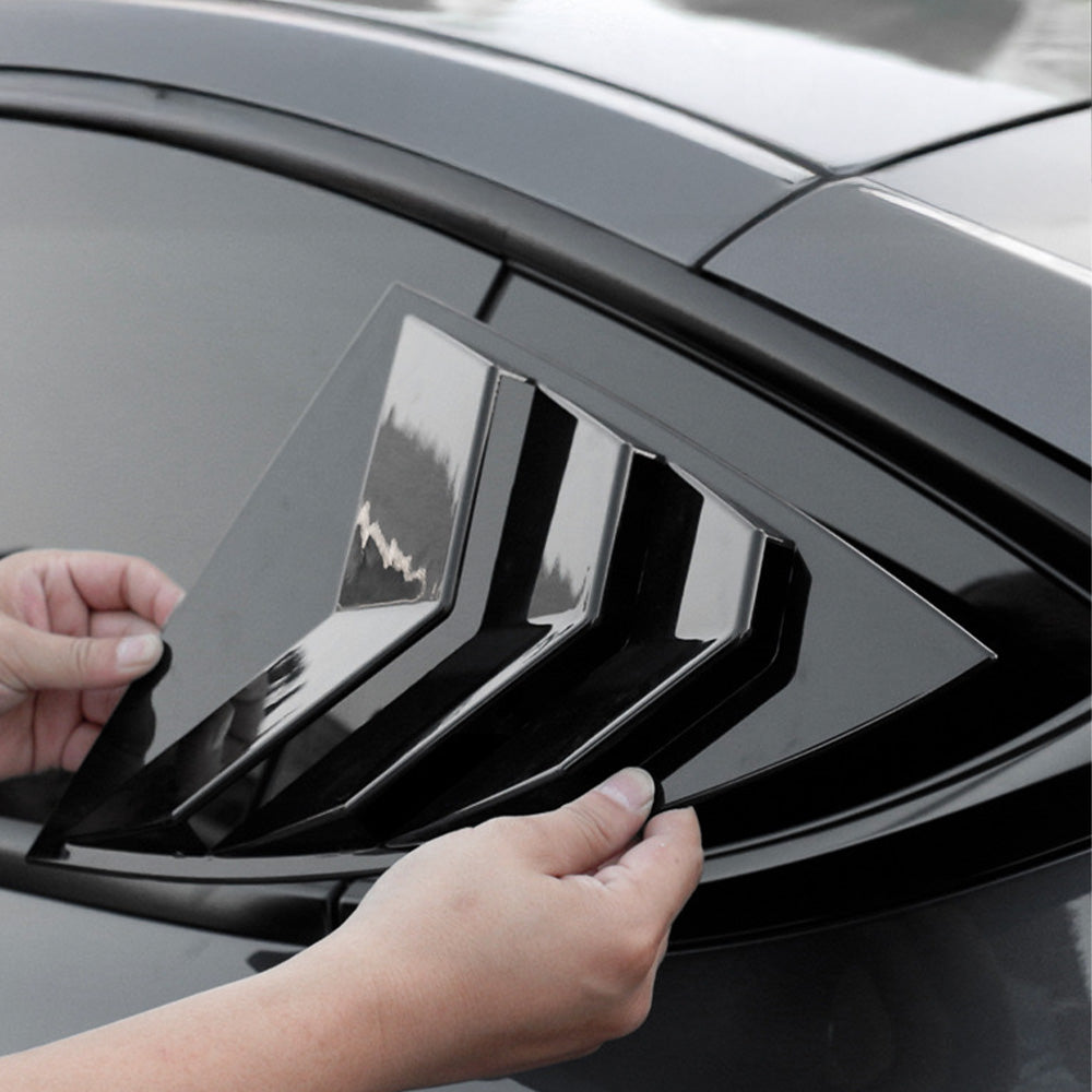 Premium Aerodynamic Rear Side Window Louvers for Tesla Model Y (2020-2025) - Custom Fit Black ABS Plastic Car Accessories - Enhance Style & Sun Protection for Road Trips & Daily Commute