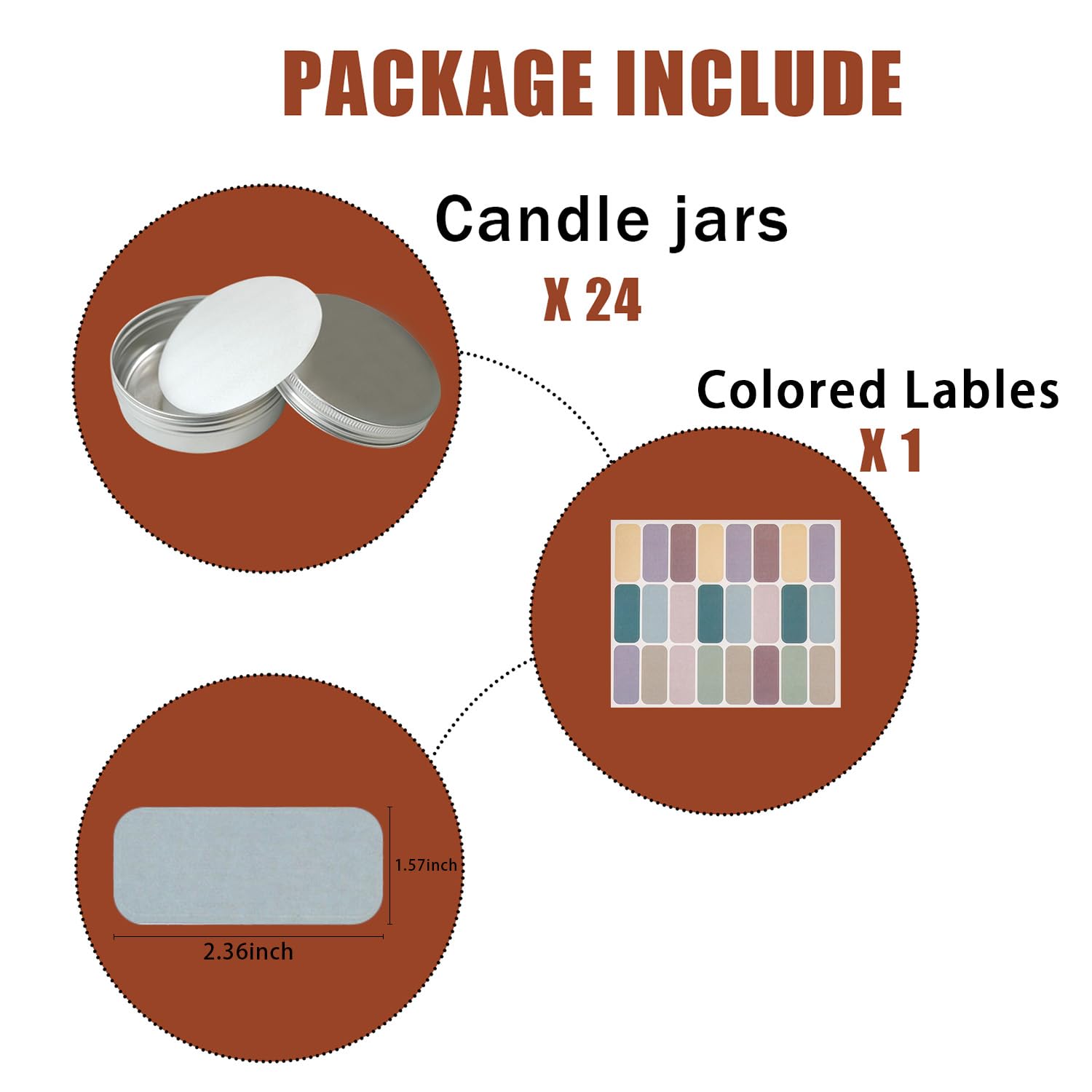24 Pack 4oz Wide Mouth Aluminum Tin Cans with Lids - Durable Round Metal Tins for Spices, Candles, Salves & DIY Crafts - Includes Labels - Perfect for Kitchen Storage, Homemade Gifts & Craft Projects (Silver)